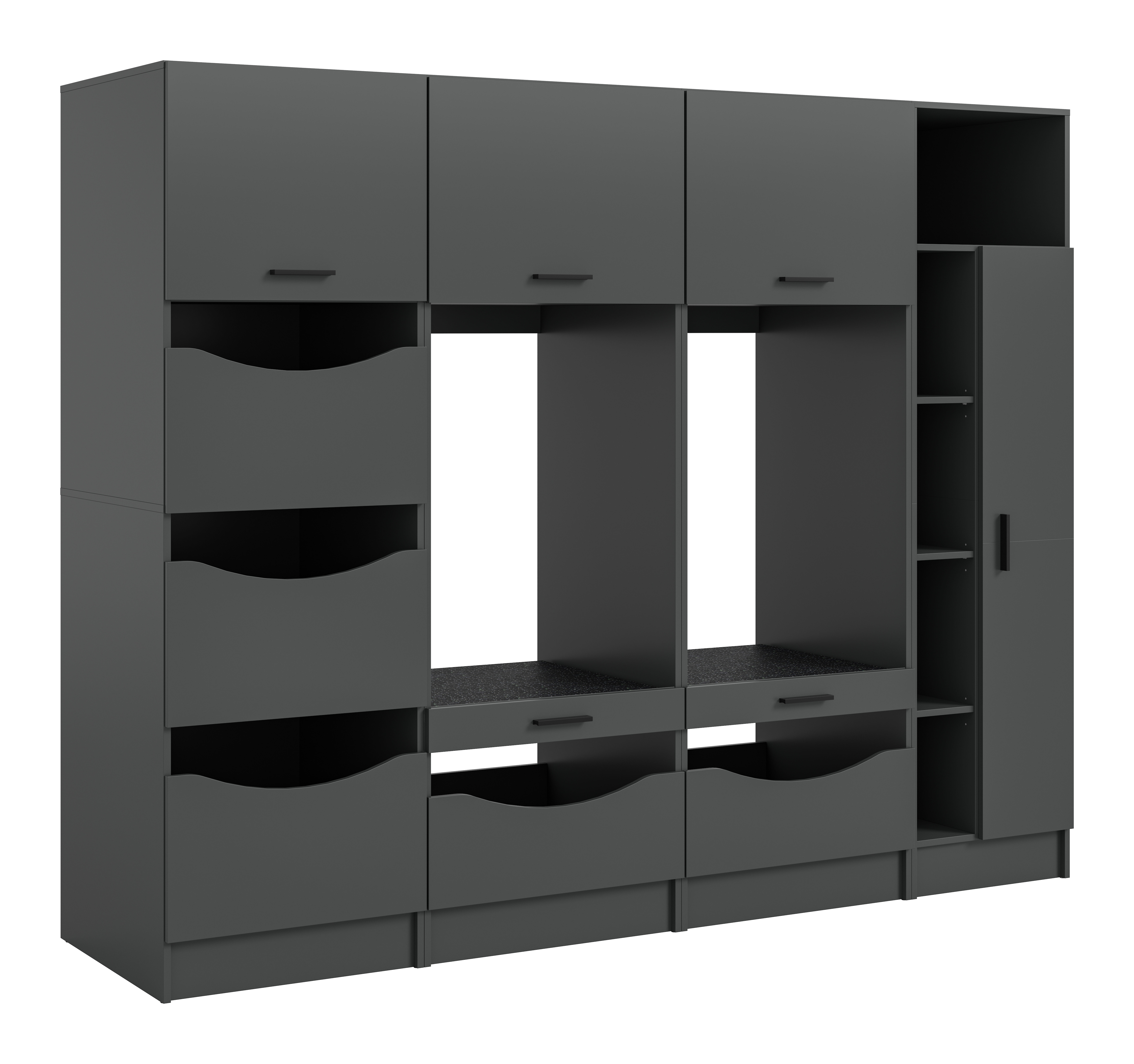 welltime Mehrzweckschrank-Set "FALAS, 4-teilig, Hauswirtschaftsraum Set, Breite 242 cm" 2x Waschmaschinenumbauschrank, 1x Wäscheschrank & 1x Mehrzweckschrank