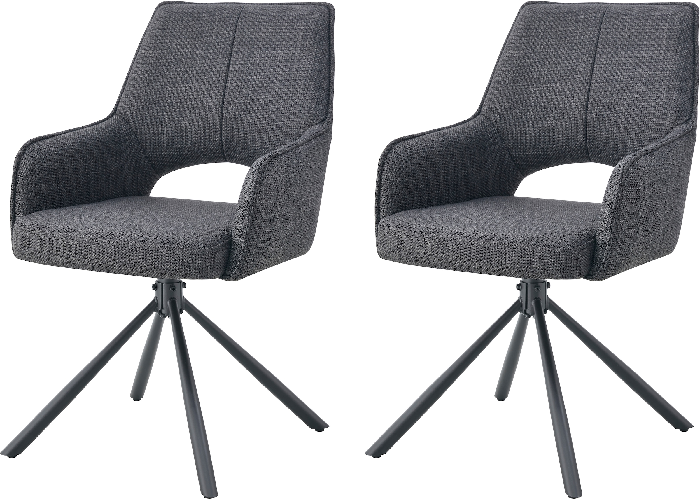 Home affaire Drehstuhl "BELLEVILLE, 2er Set, mit Metallgestell in matt schwarz" (Set) 2 Stk.