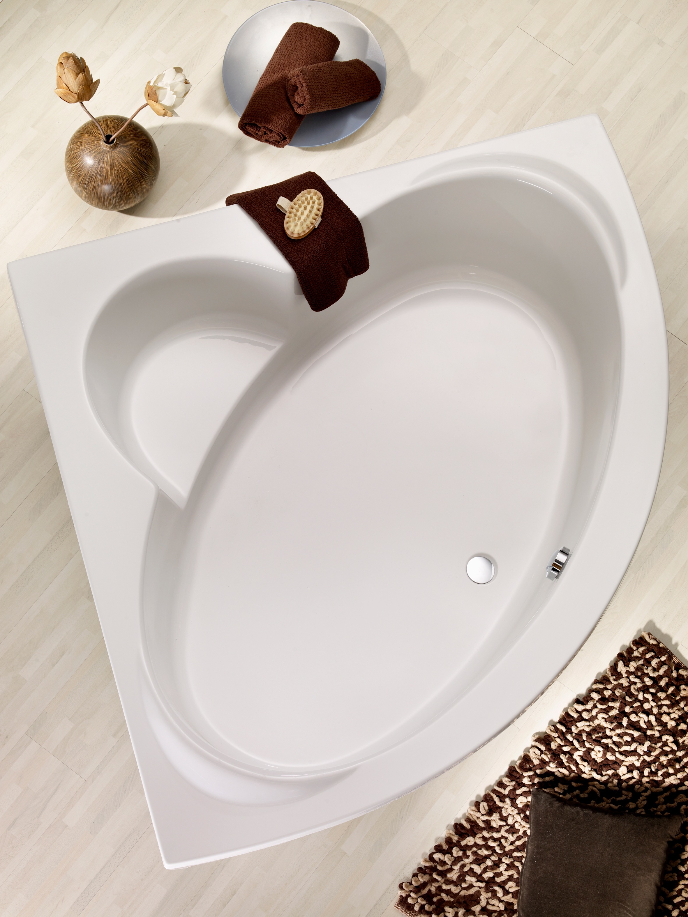 Eckwanne OTTOFOND, B:151cm H:44cm L:151cm T:151cm, weiß, Sanitäracryl, Badewannen, "Sardinia", mit Fußgestell und Ablaufgarnitur