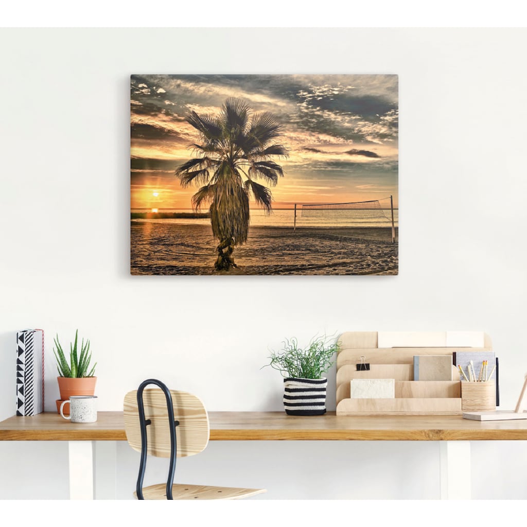 Artland Wandbild »Palme bei Sonnenuntergang«, Sonnenaufgang & -untergang, (1 St.), als Leinwandbild, Poster in verschied. Größen