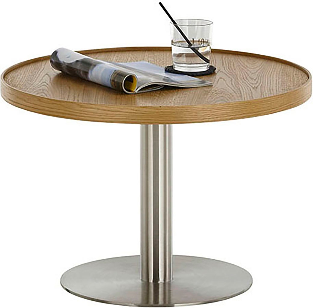 MCA furniture Couchtisch »MONTEVERDE«, Eiche furniert, Säule Ø 60 mm, Bodenplatte Ø 370 mm, belastbar 20 kg