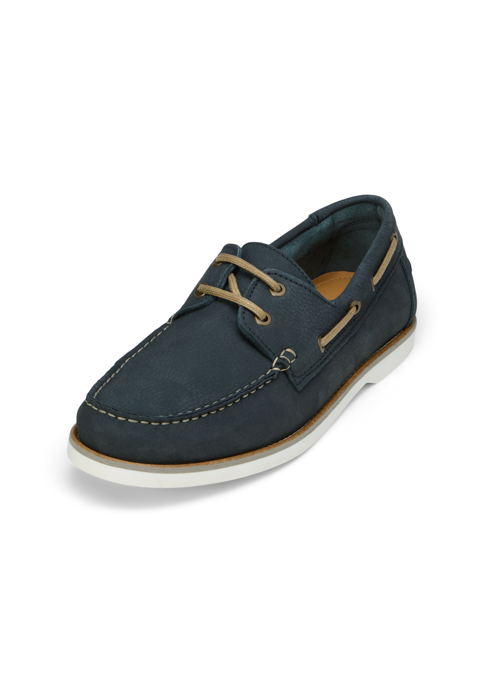 Bootsschuh MARC O'POLO "aus weichem Rindleder", Herren, Gr. 40, navy, Obermaterial: 100% Leder, unifarben, Schuhe Bootsschuh