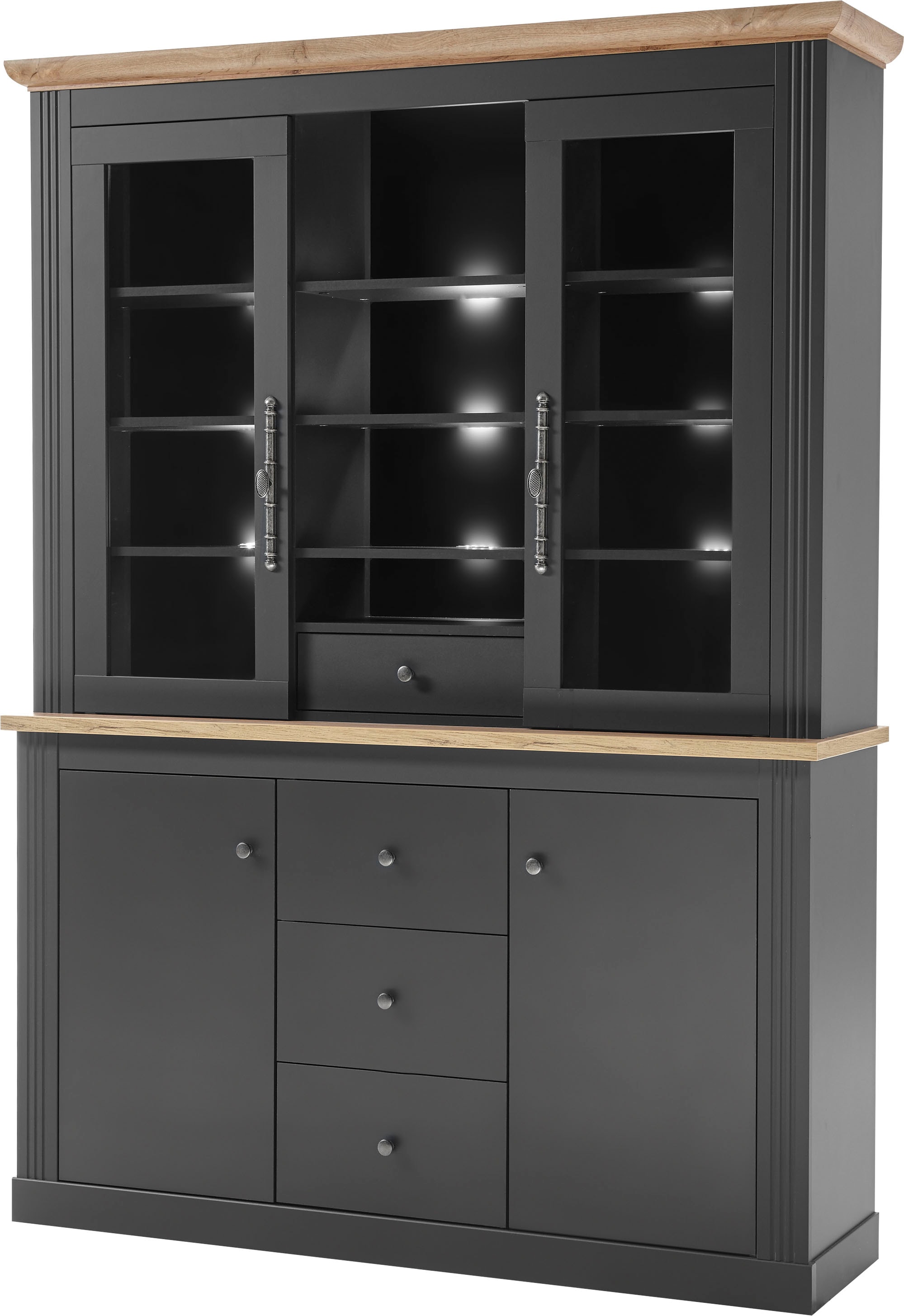OTTO home Buffet "Westminster, Buffetschrank im Landhausstil, Schrank, Hochschrank" Metallgriffe, ausreichend Stauraum, in 2 Farben erhältlich