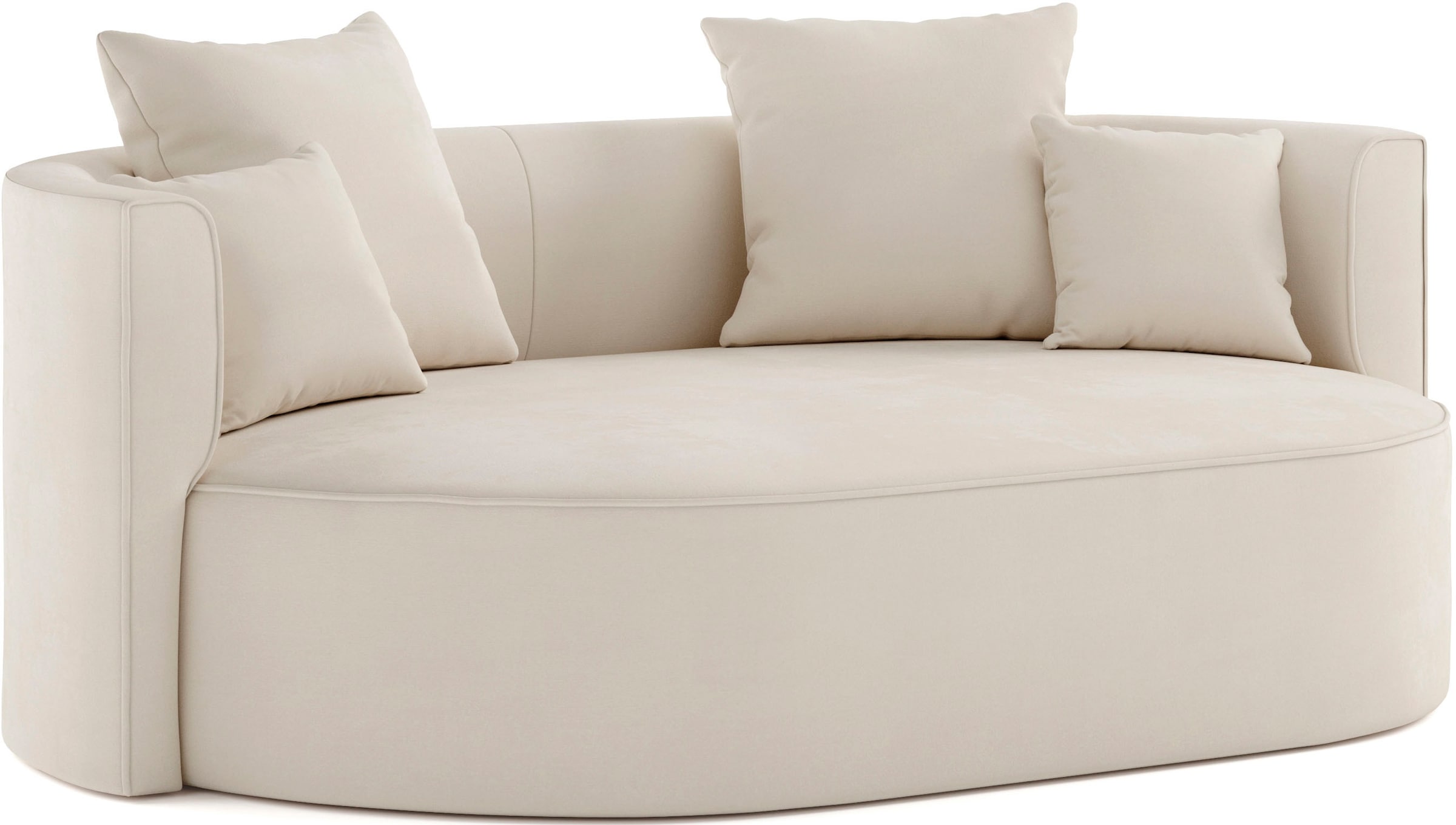 LeGer Home by Lena Gercke 2,5-Sitzer »ISALIE, rundes Loungesofa, mit Kissen, perfekt gepolstert«, moderne Stoffe, mit 4 Zierkissen, extra große Sitzfläche