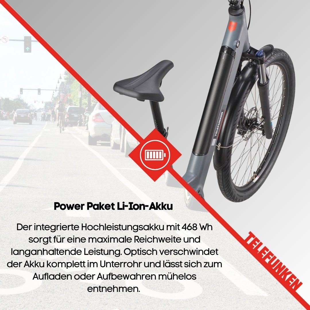 Telefunken E-Bike »SUV500«, 7 Gang, Shimano, Mittelmotor 250 W, (27,5 Zoll, Straßenzulassung, Scheibenbremsen), Pedelec, Elektrofahrrad für Damen u. Herren