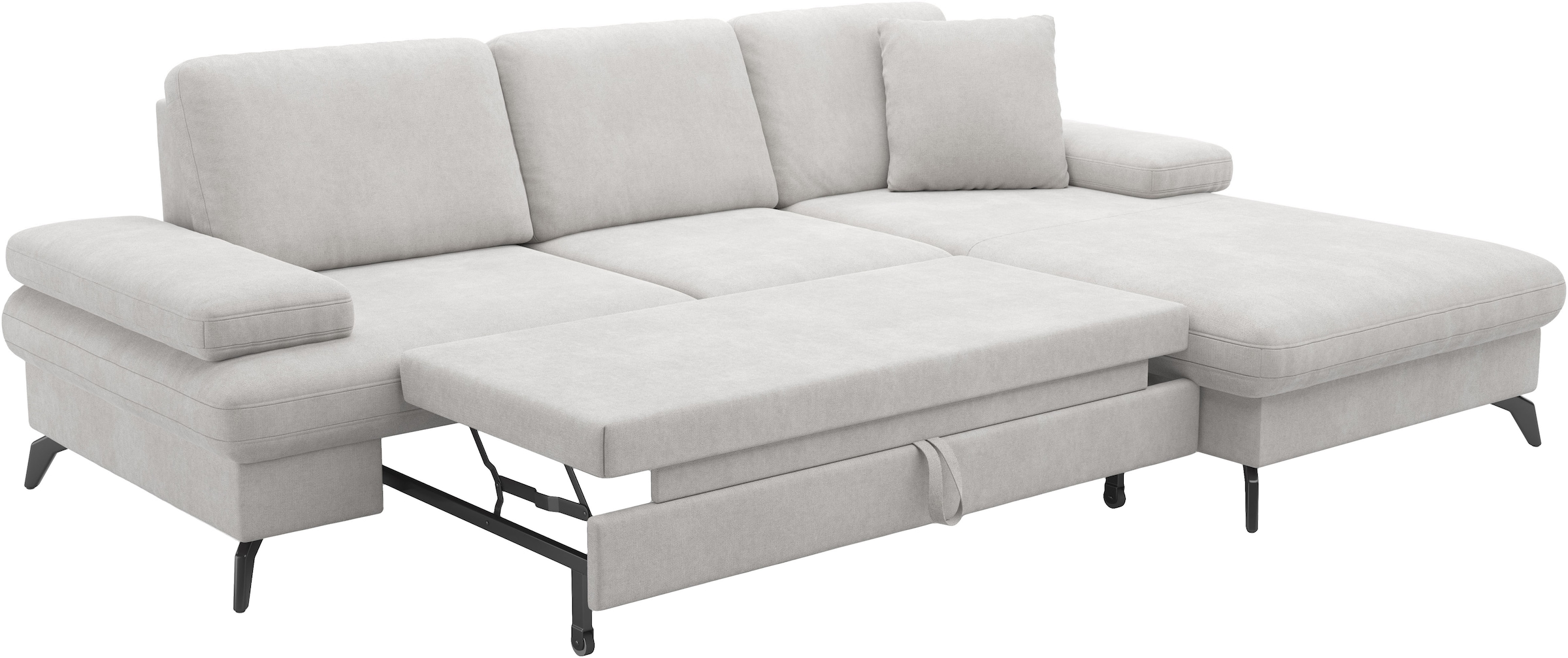 sit&more Ecksofa »Morris L-Form«, mit Bettfunktion, bzw. XXL-Sitzfläche, Armteilverstellung & Zierkissen