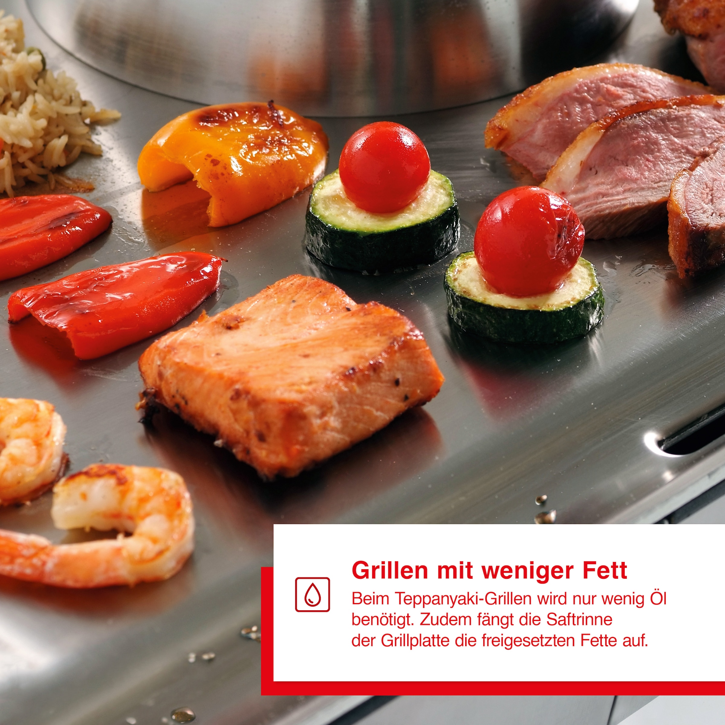 SOLIS OF SWITZERLAND Tischgrill »Teppanyaki@Home (Typ 795)«, 2000 W, Beschichterter Grillbereich, Fettablauf