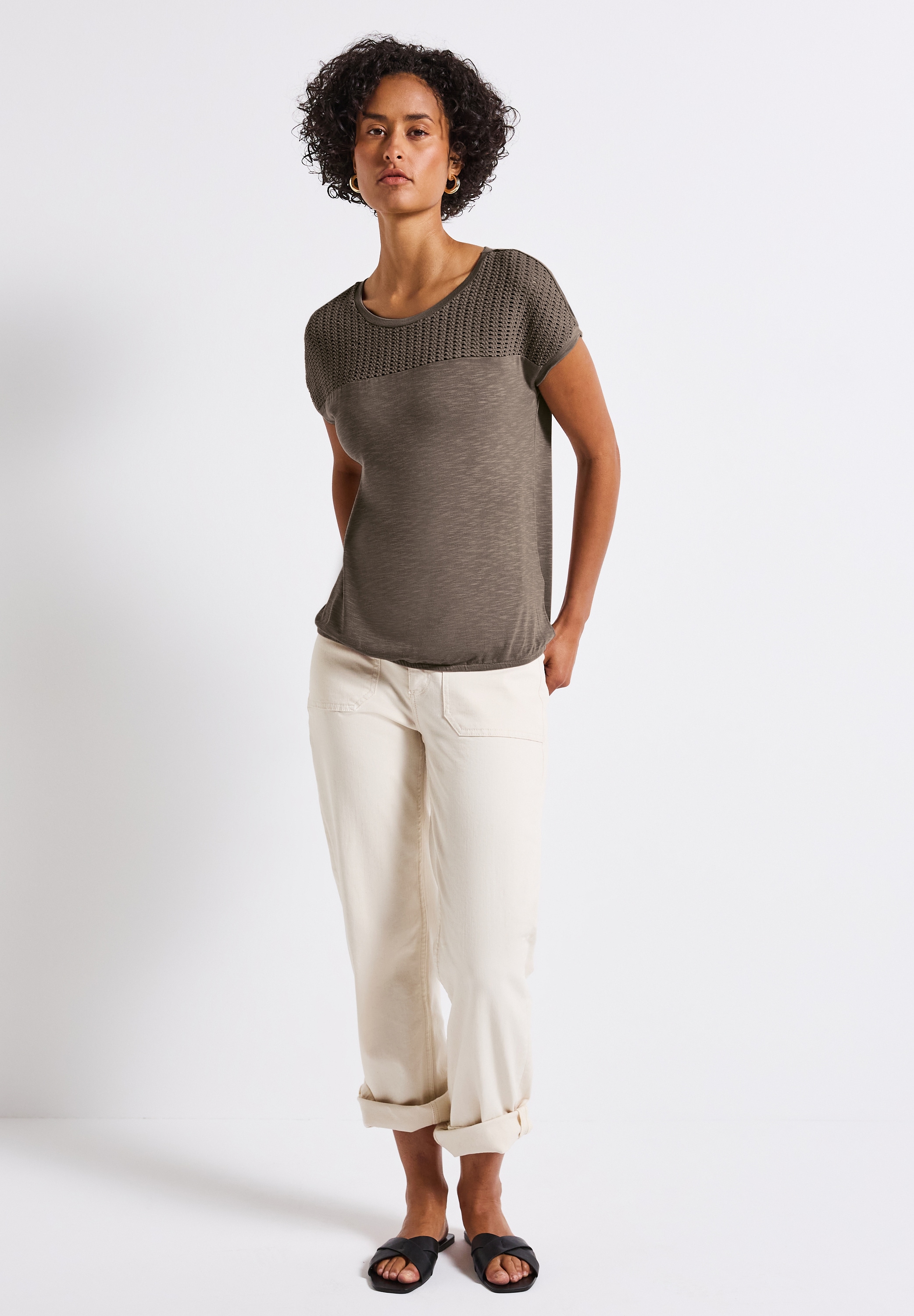 STREET ONE T-Shirt, aus elastischem Materialmix