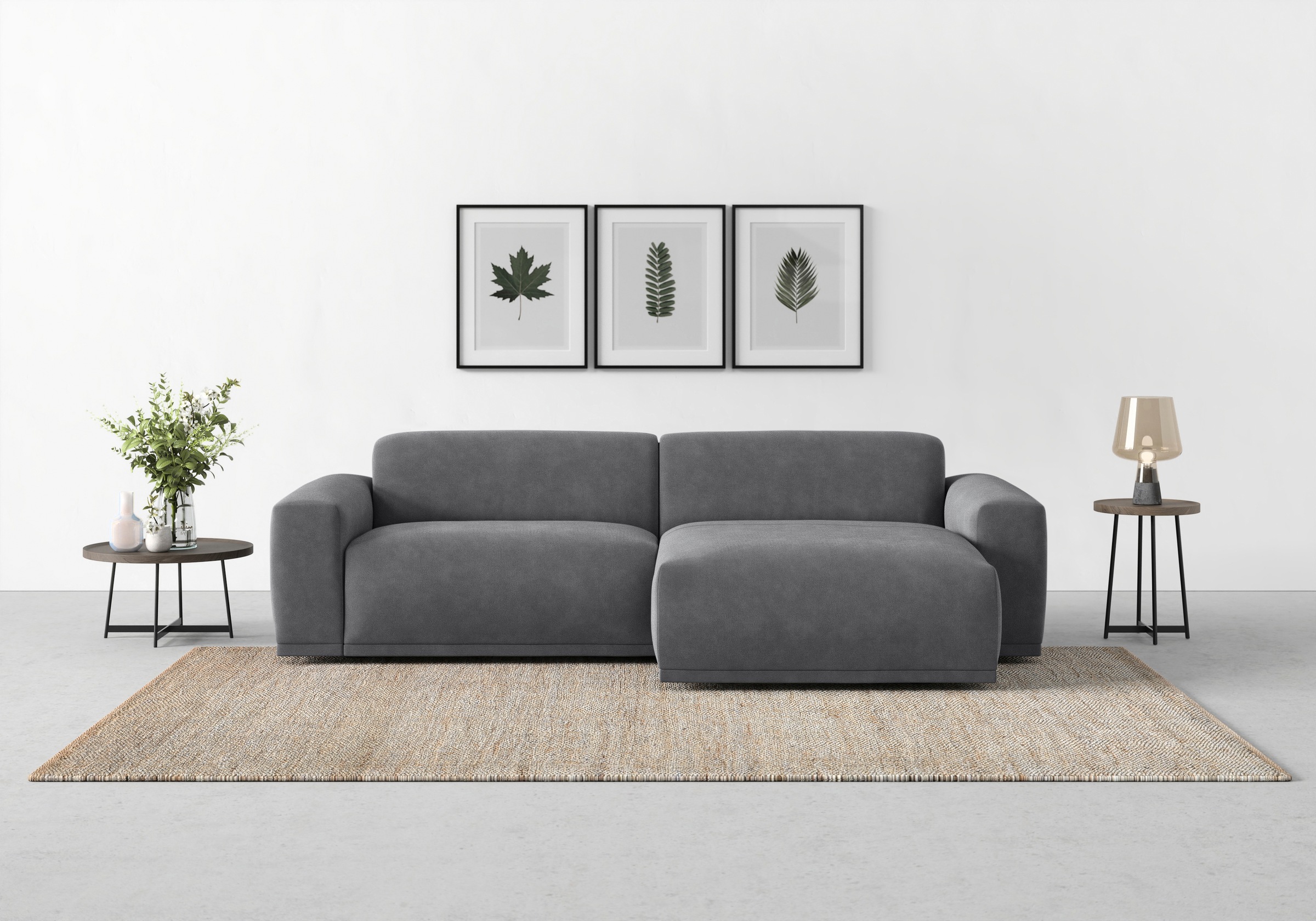 TRENDMANUFAKTUR Ecksofa "Braga, mit hochwertigem Kaltschaum, L-Form, Japandi-Design" modernes Sofa, Couch mit hohem Sitzkomfort, 255/72/160 cm (B/H/T)