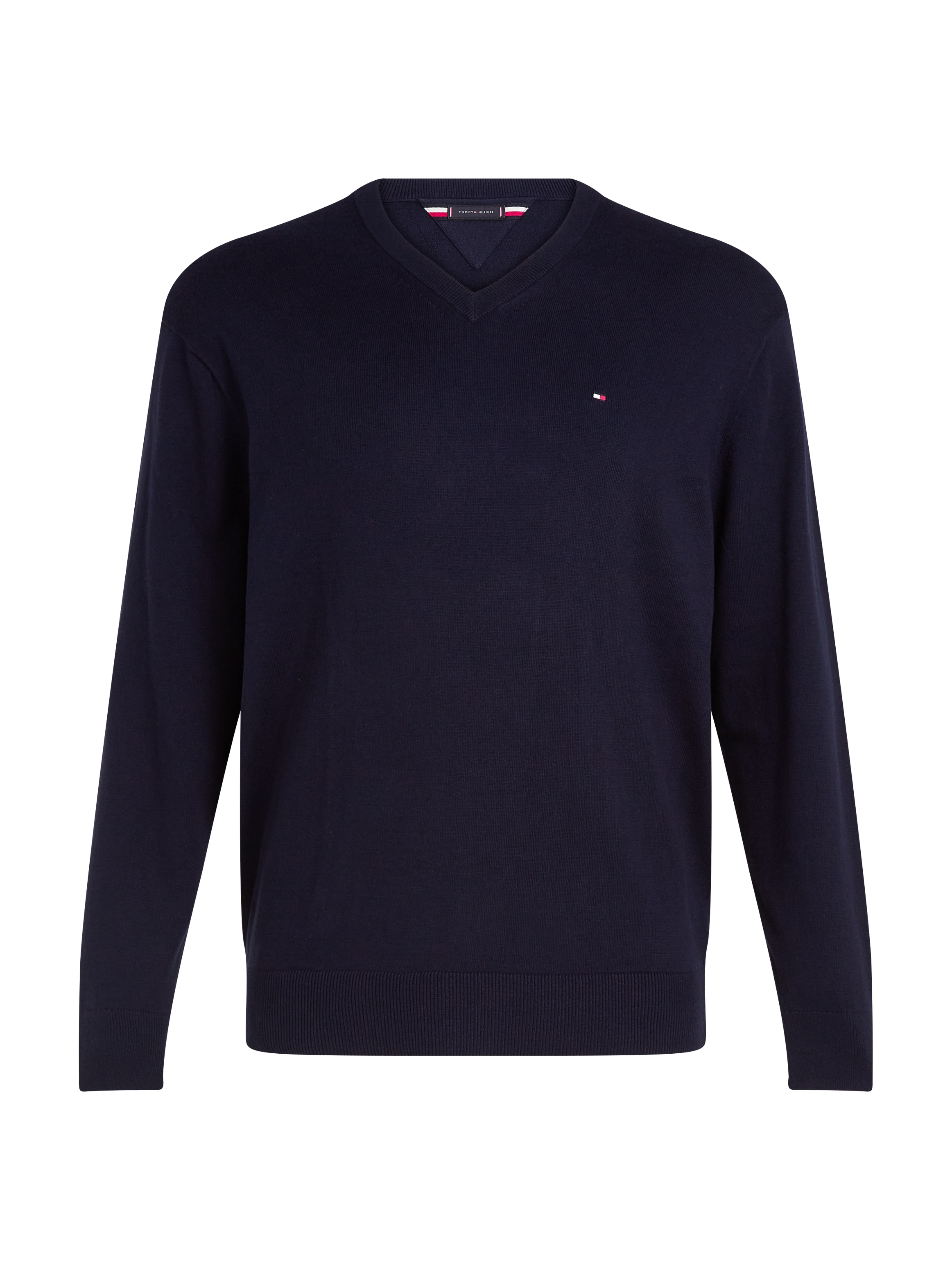 Tommy Hilfiger Big & Tall Strickpullover »BT-PIMA ORG CTN CASHMERE VNCK-B«, in Großen Größen, mit Logostickerei auf Brusthöhe