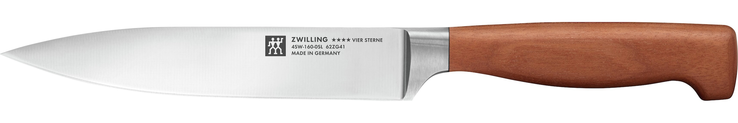 ZWILLING Kochmesser "**** VIER STERNE Wood", Klingenlänge 20cm, braun, Kochmesser, Made in Germany, Eigehärtete Klinge, FSC-Zertifizitiertes Holz