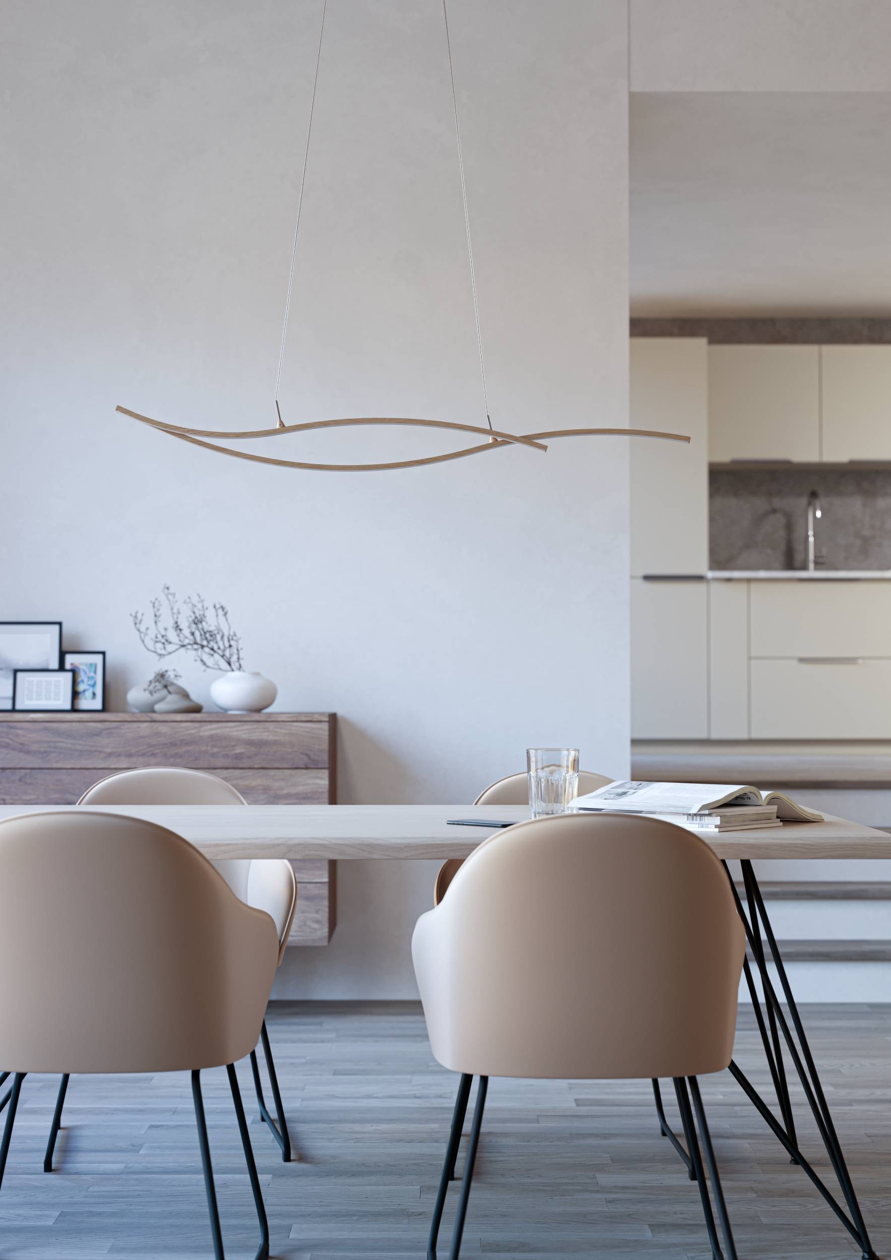 EGLO Hängeleuchte »Grisolia Hängelampe, Wohnzimmerlampe,  Metall und Kunststoff, Lampe« LED-Modul 1 Stk. Neutralweiß Hängeleuchte - L115 x B7 x H120 cm - braun - 20W inkl.