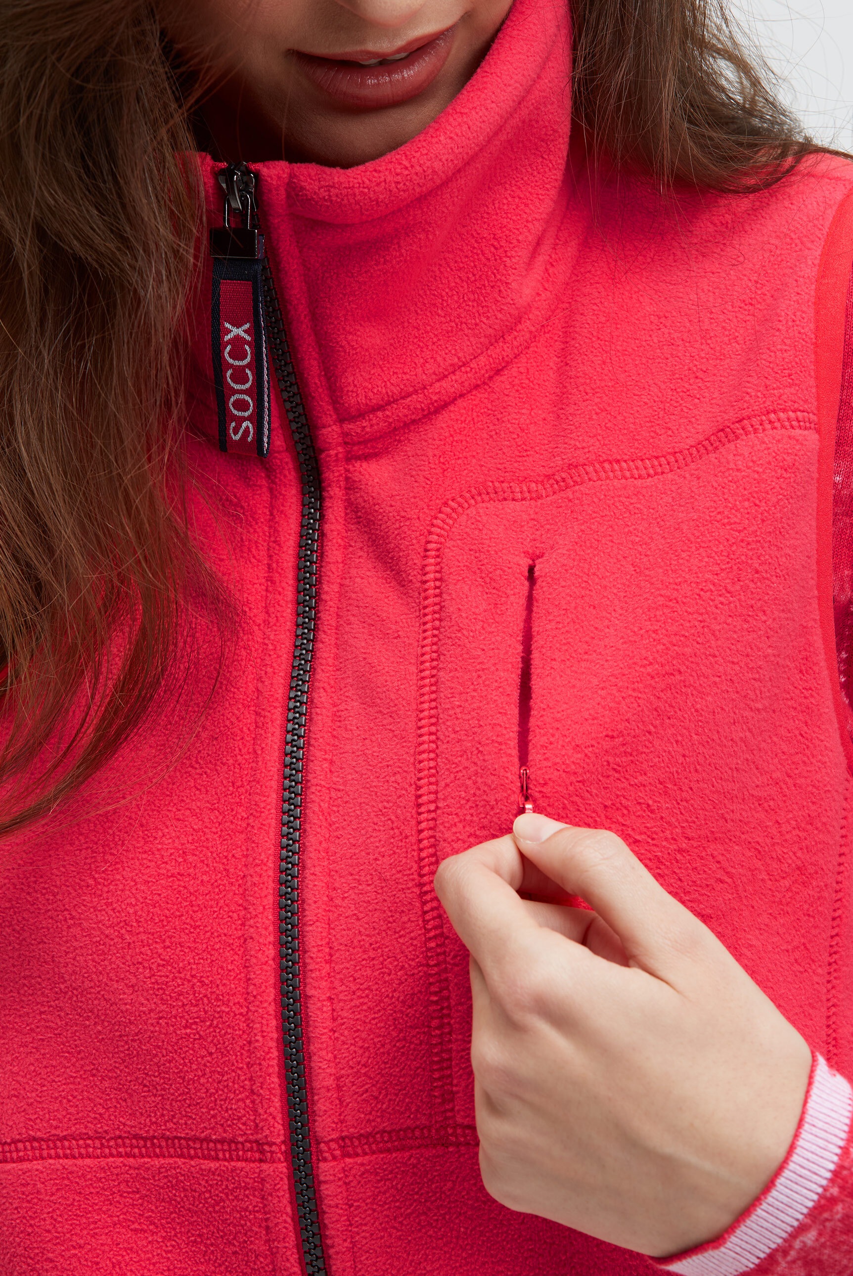 SOCCX Fleeceweste mit Brusttasche