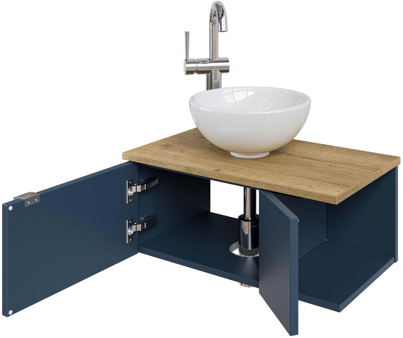 Saphir Waschtisch »Serie 6915 Waschschale mit Unterschrank für Gästebad, Gäste WC«, 61 cm mit Keramik-Aufsatzbecken, 2 Türen und 1 Fach