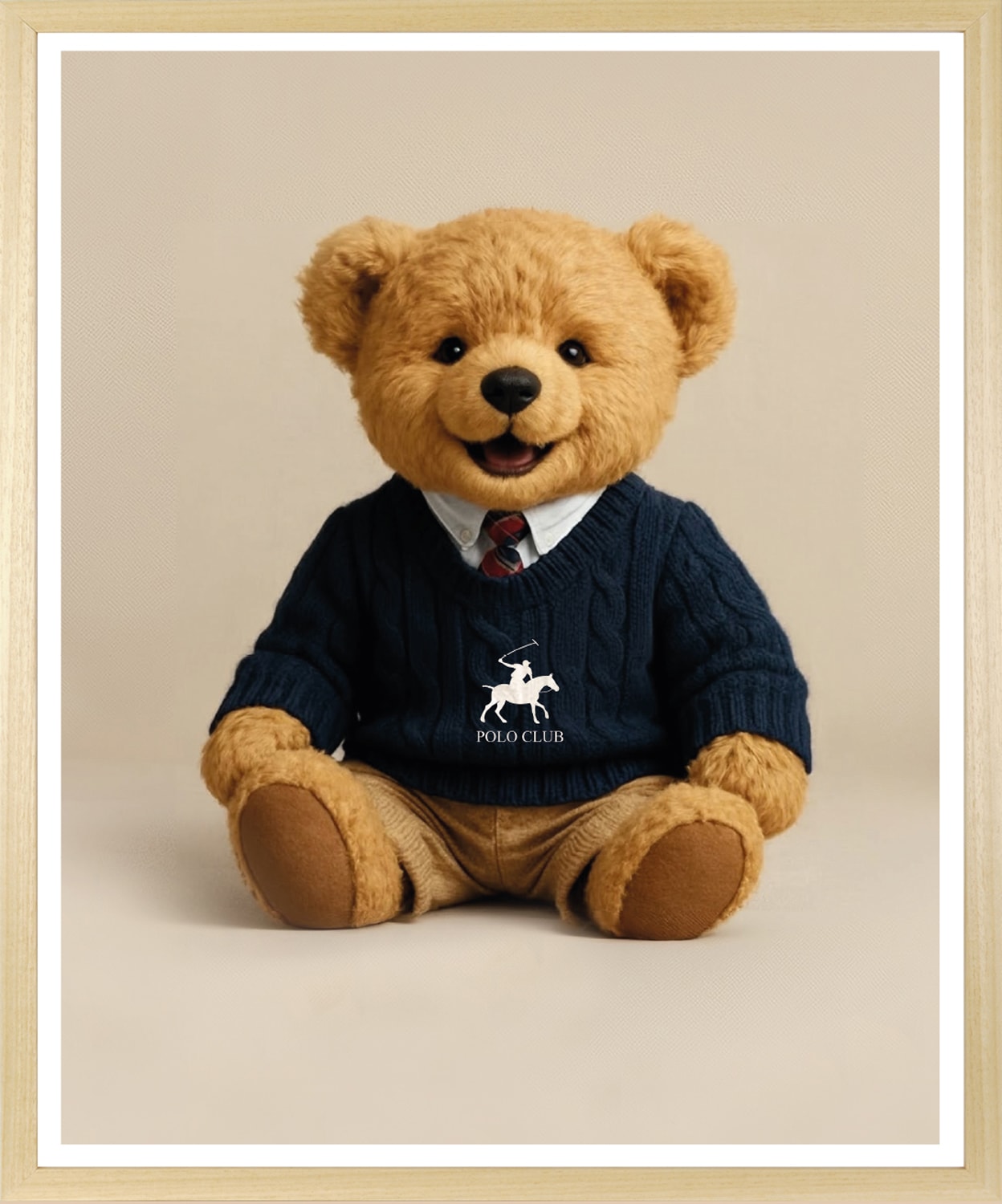 queence Bild mit Rahmen "Vintage Polo Teddy Bär mit Krawatte" Bär  Bären  F günstig online kaufen