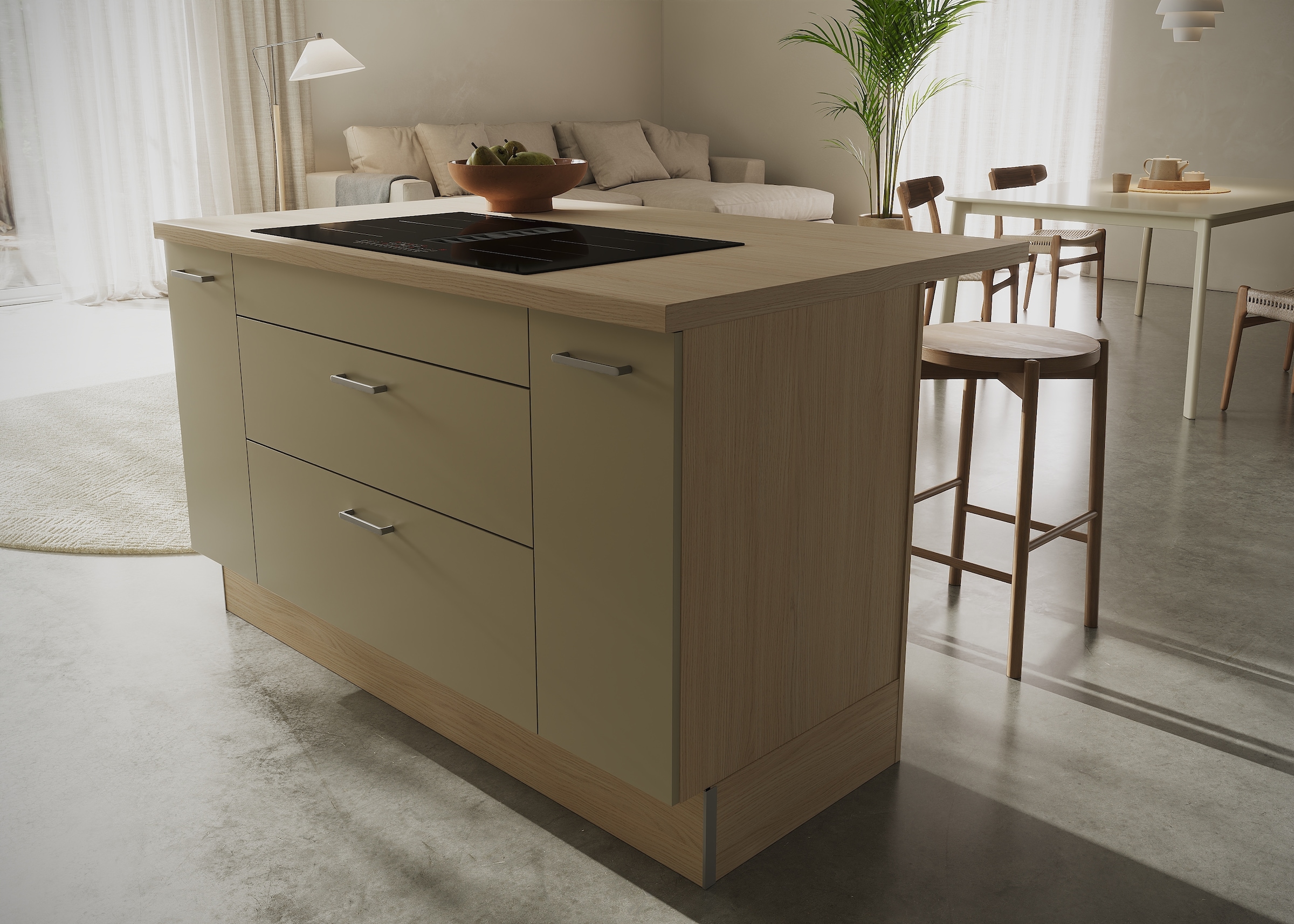 KOCHSTATION Kücheninsel »KS-Lucy« Breite 151 cm, Vollauszüge, wahlweise mit Kochfeld mit Muldenlüfter