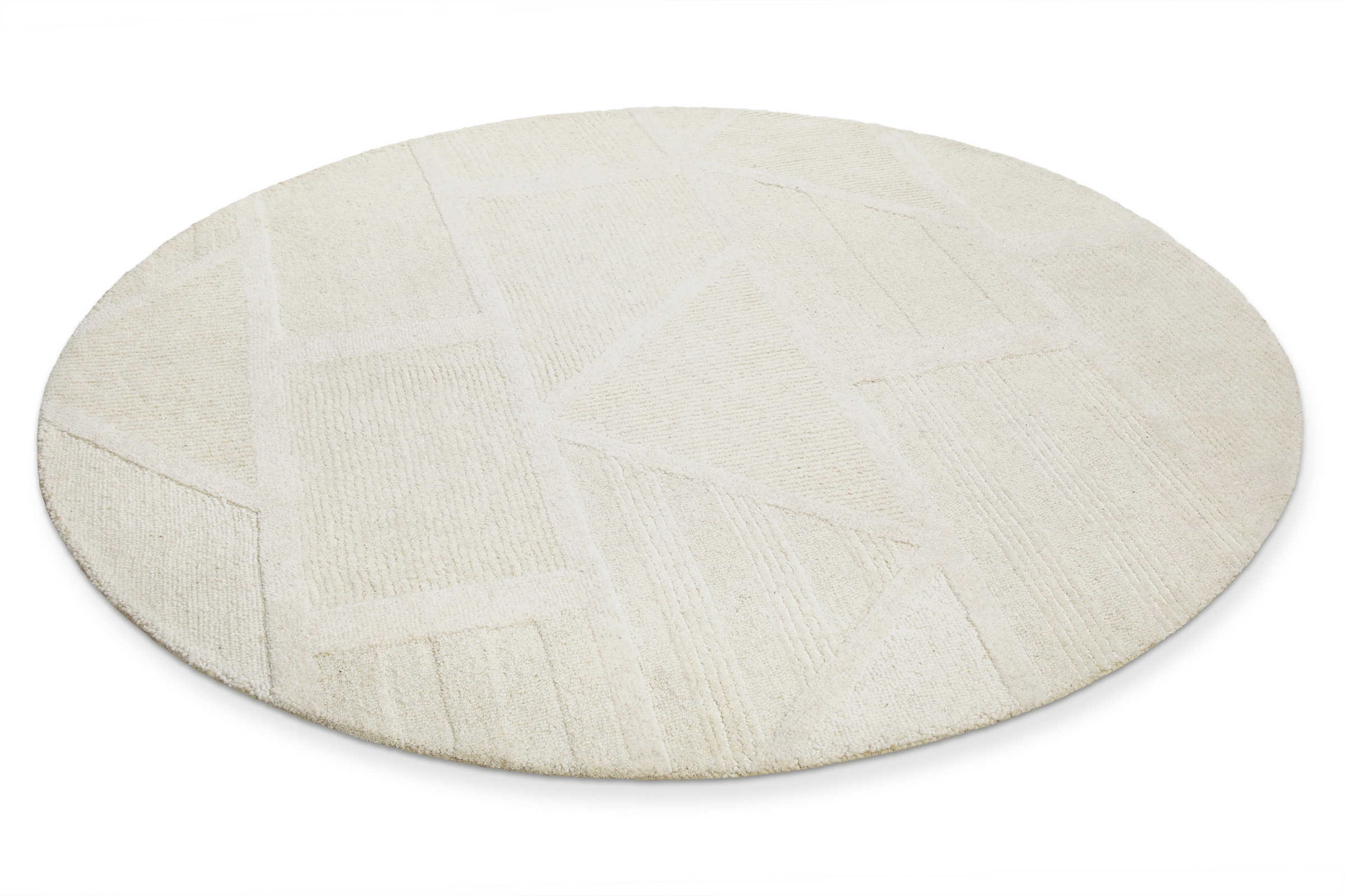 Wecon home Wollteppich »Hamptons FIVETEEN«, rund, 15 mm Höhe, Schurwolle, Kurzflor, Wohn- & Schlafzimmer, elegant, Hoch-Tief-Effekt