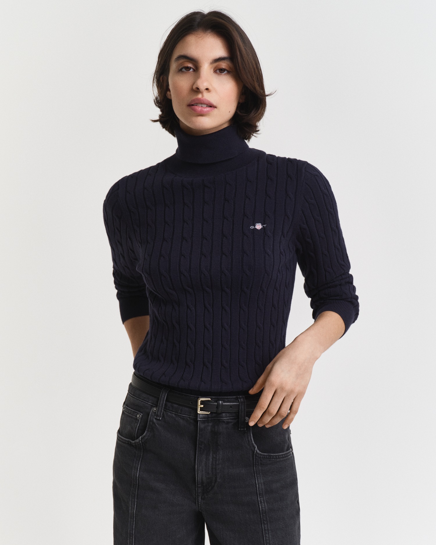 Gant Rollkragenpullover "STRETCH COTTON CABLE TURTLENECK", mit Zopfmuster günstig online kaufen