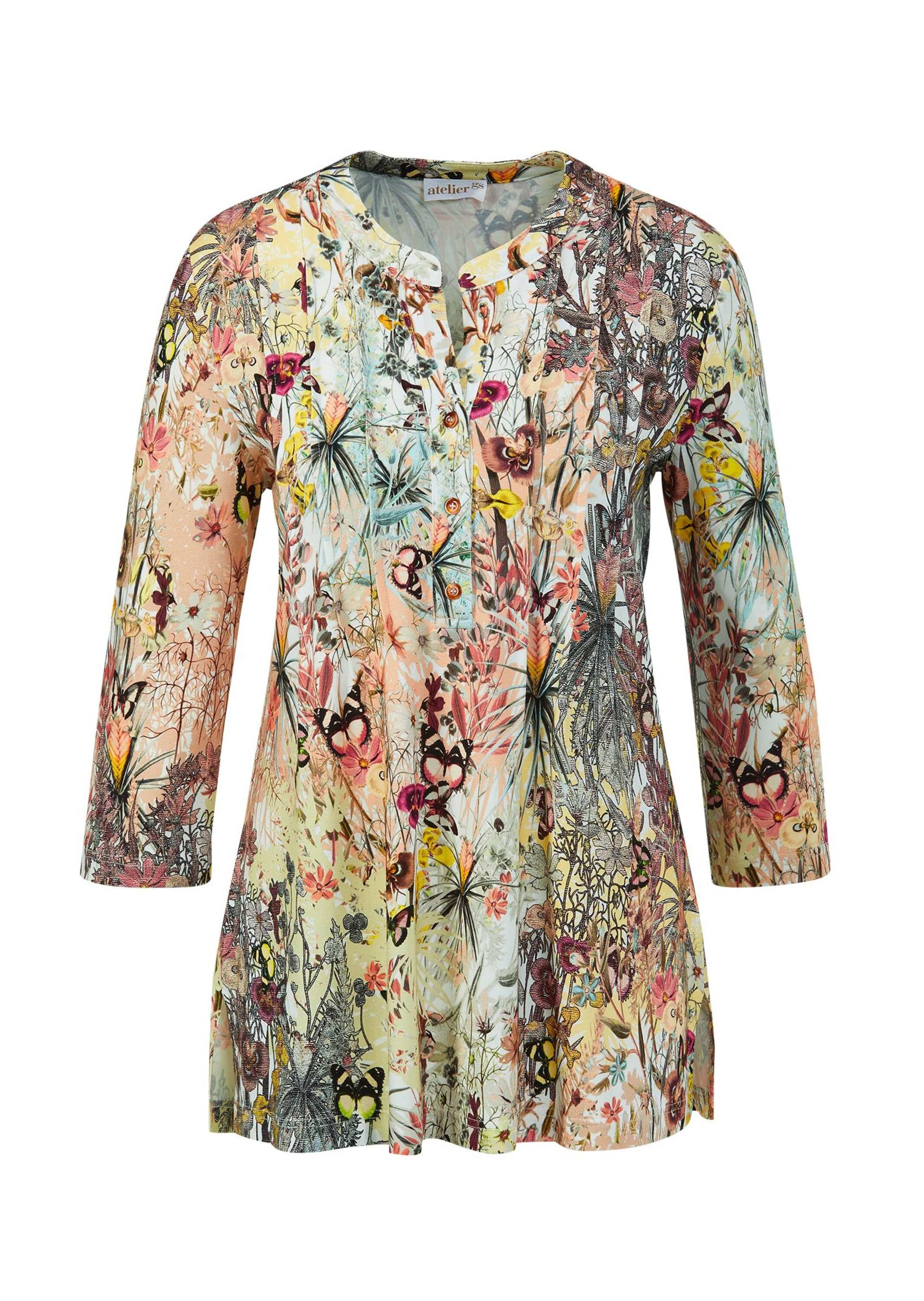 GOLDNER Print-Shirt "Kurzgröße Printshirt mit floralem Muster" Ohne
