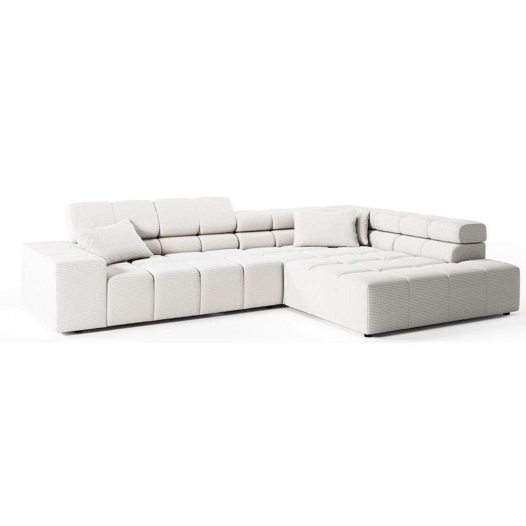 INOSIGN Ecksofa »Ancona incl. Kopfteilverstellung, Zierkissen Breite 319cm, L-Form«