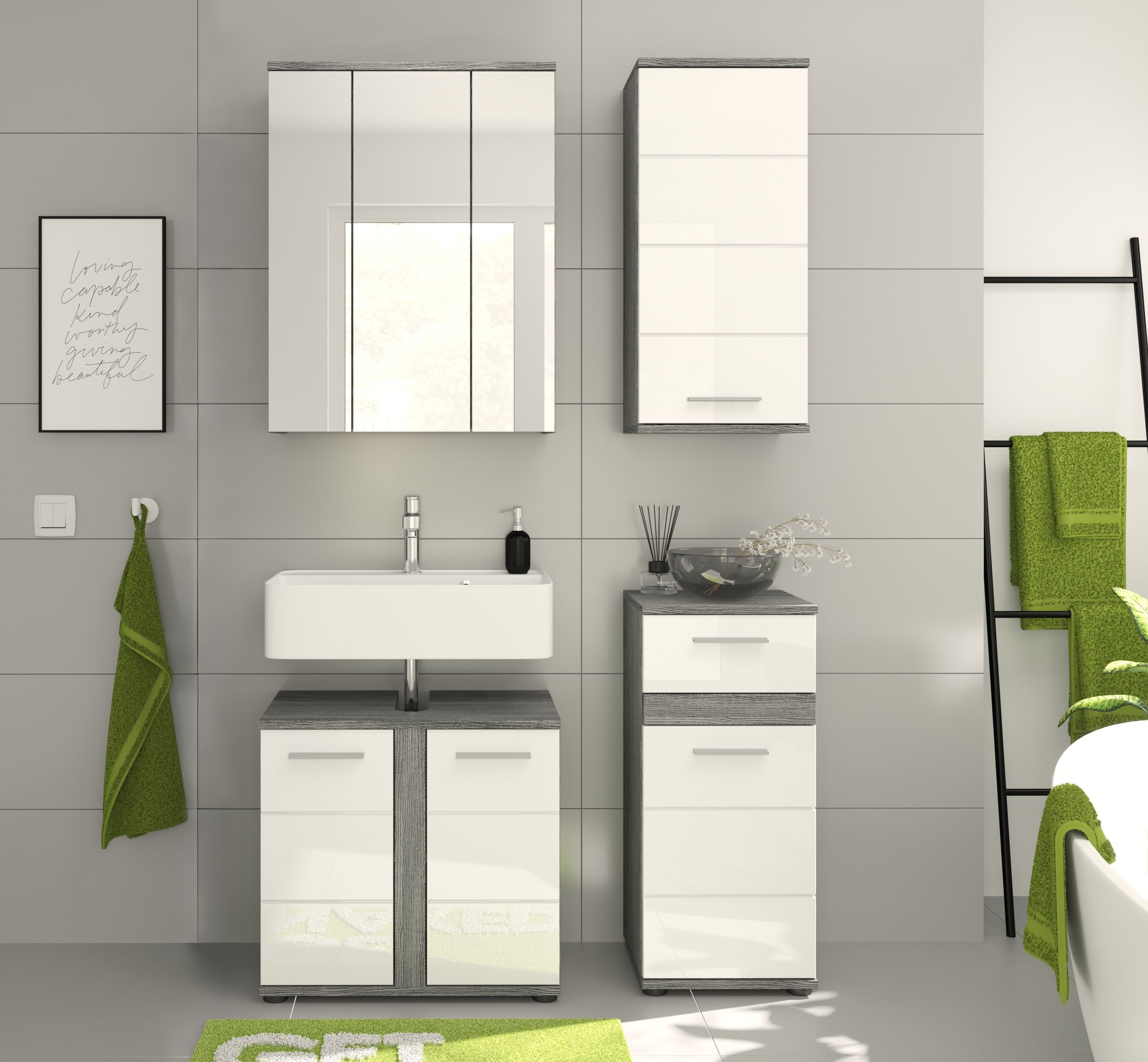 welltime Badmöbel-Set "LUCCA, 4-teilig, TOPSELLER, MDF Hochglanzfront, best günstig online kaufen