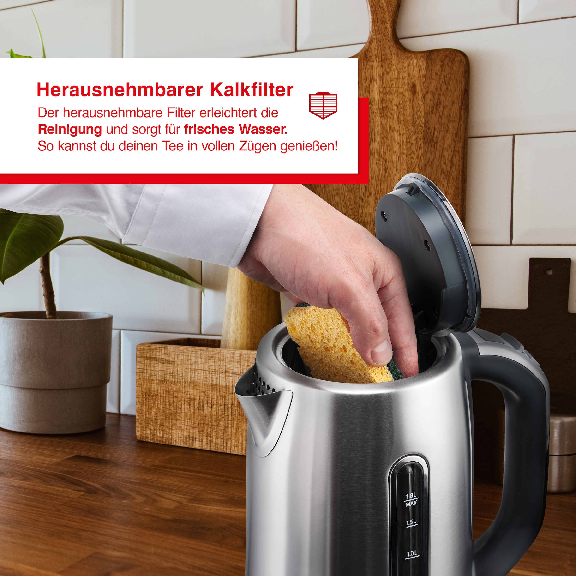 SOLIS OF SWITZERLAND Wasserkocher »Flexi Temp Kettle(Typ 5519)«, 1,8 l, 2200 W, Digitaler Wasserkocher, Edelstahl