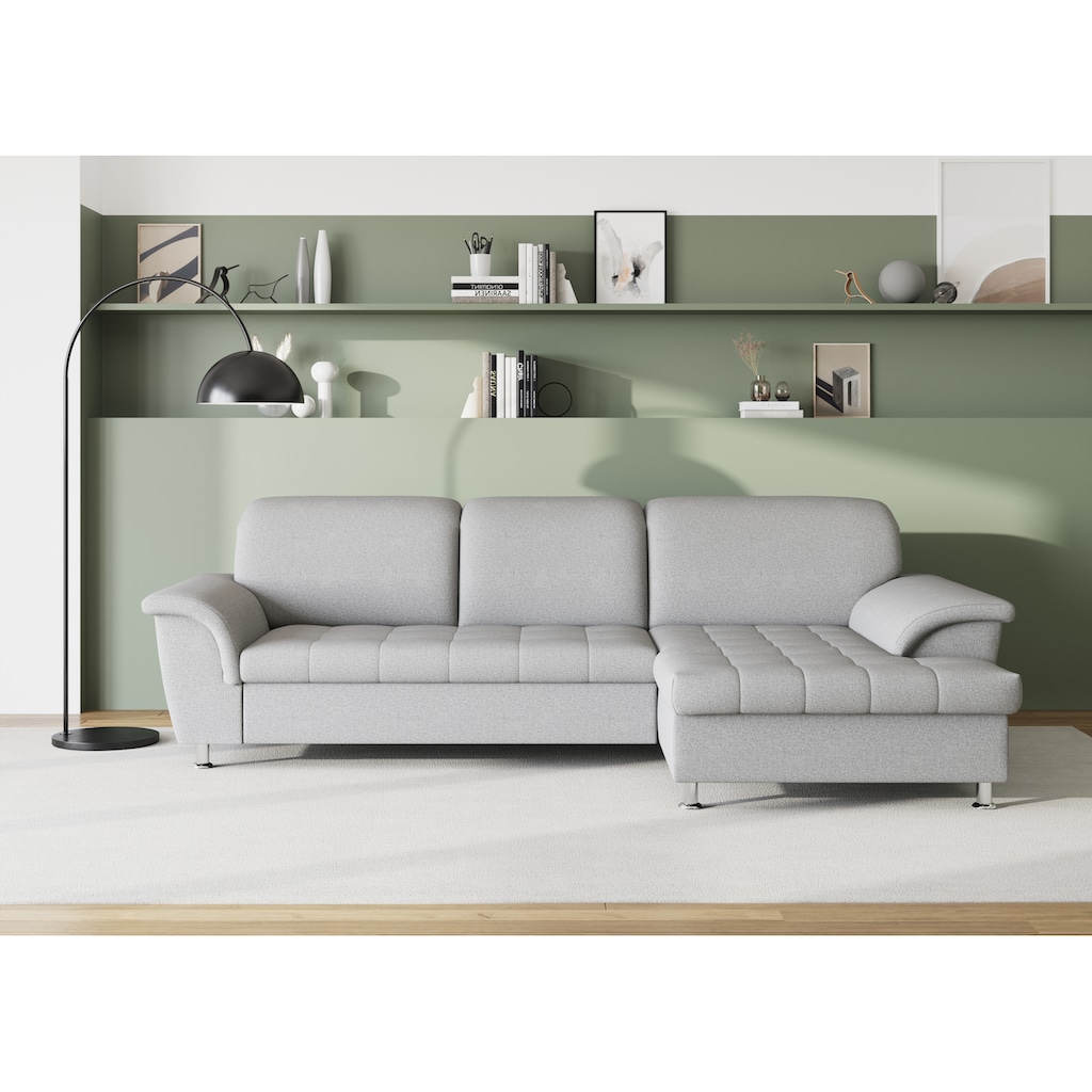 DOMO collection Ecksofa Franzi, wahlweise mit Bettfunktion, Bettkasten und Kopfteilverstellung