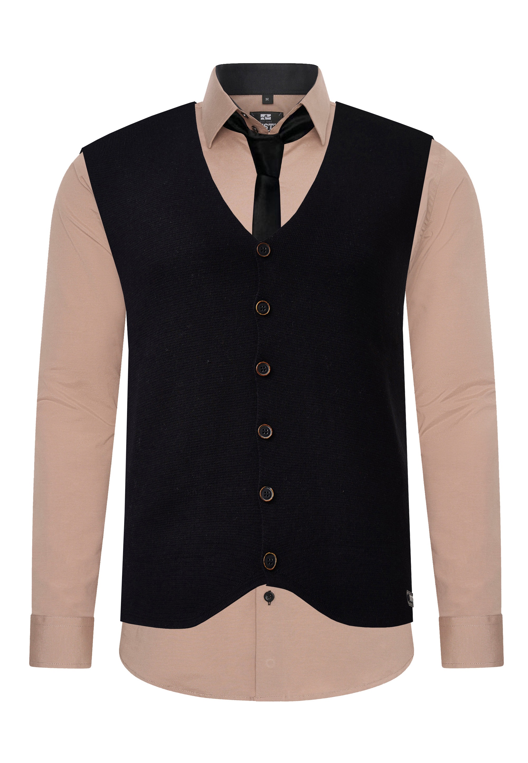 Thumbnail - Rusty Neal Langarmhemd, mit Weste und Krawatte