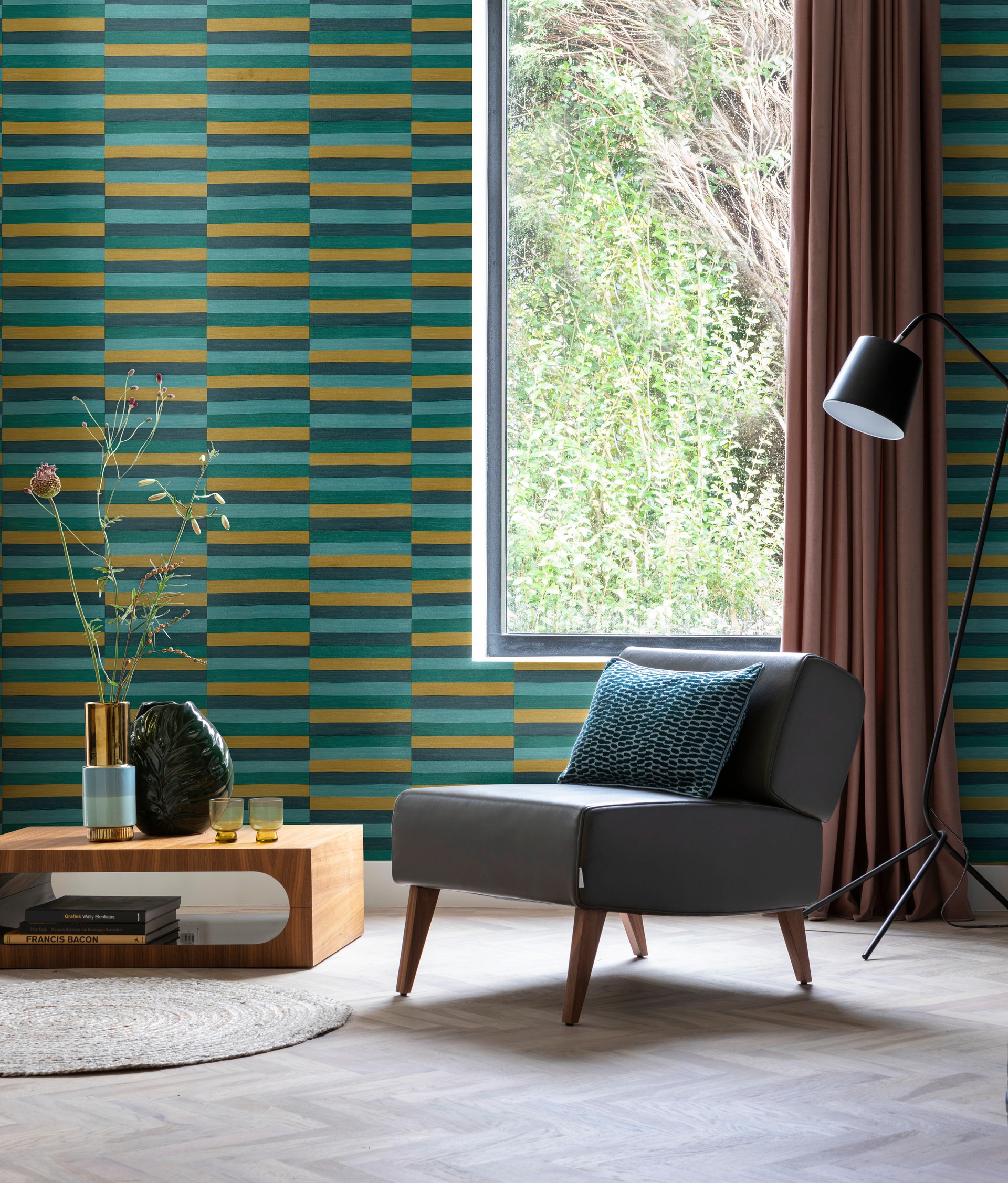 Rasch Vliestapete »Club« Lederoptik | quergestreift | unifarben mit Farbeinsatz gut lichtbeständig, hochwaschbeständig