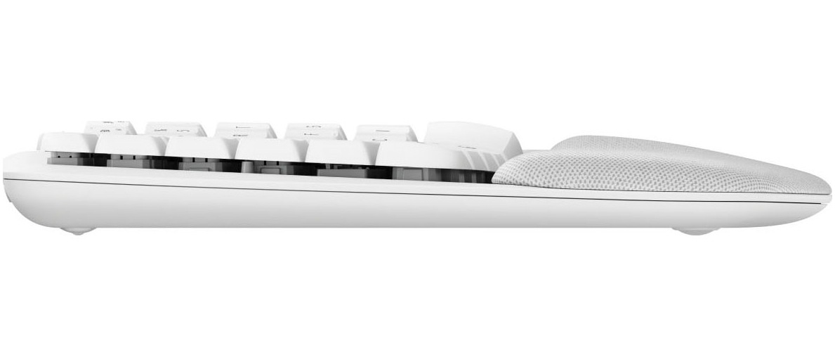 Logitech ergonomische Tastatur »Wave Keys« (Antirutsch-Füße | Fn-Tasten | Handgelenkauflage | Lautstärkeregler | Makro-Tasten | Profil-Speicher | USB-Anschluss | Ziffernblock)