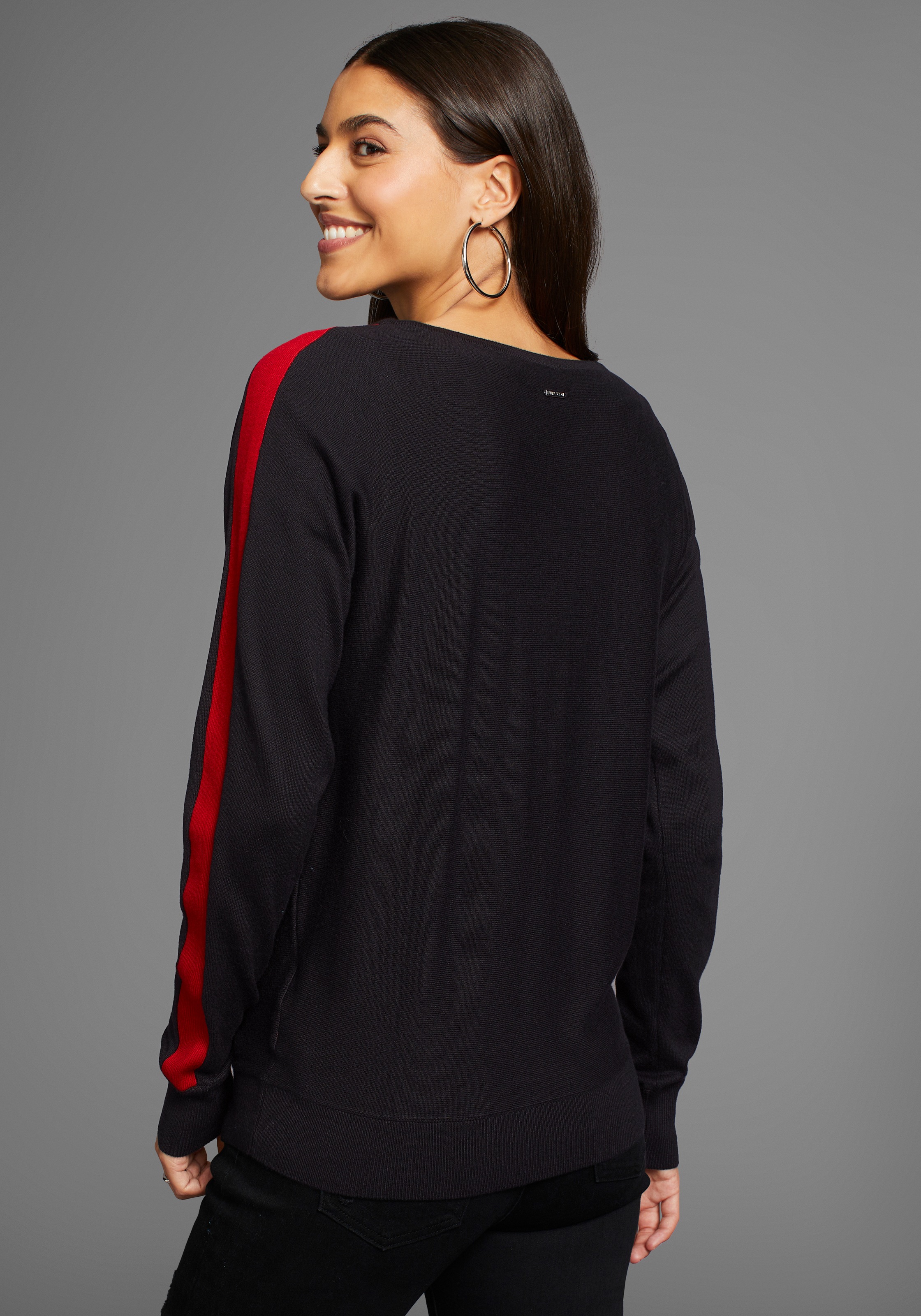Laura Scott Longpullover, mit Kontraststreifen