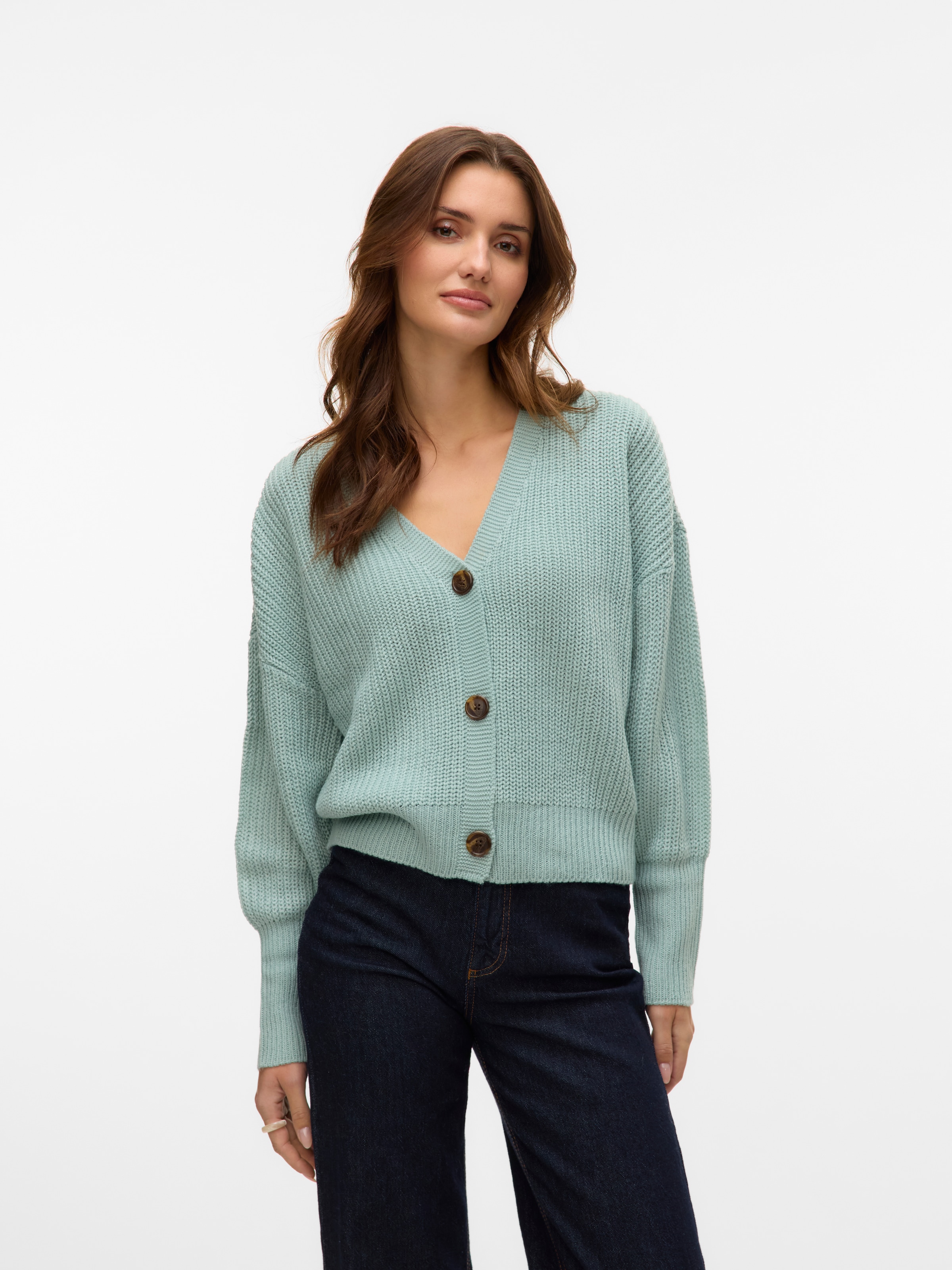 Vero Moda Strickjacke "VMLEA LS V-NECK CUFF CARDIGAN NOOS" Rippstrick günstig online kaufen