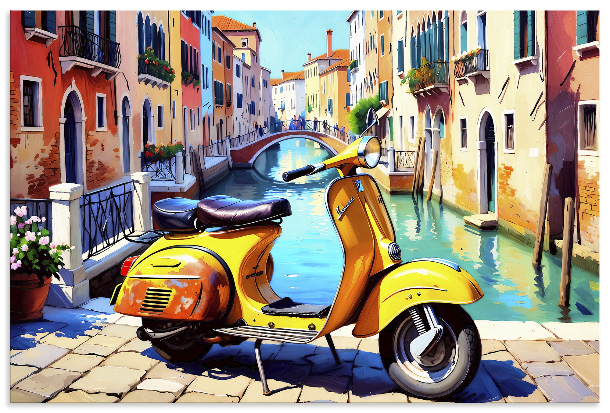 Artland Wandbild "Reise nach Venedig mit dem Motorroller" 1 Stk. tlg. als Alubild, Leinwandbild, Poster, Wandaufkleber in verschied. Größen
