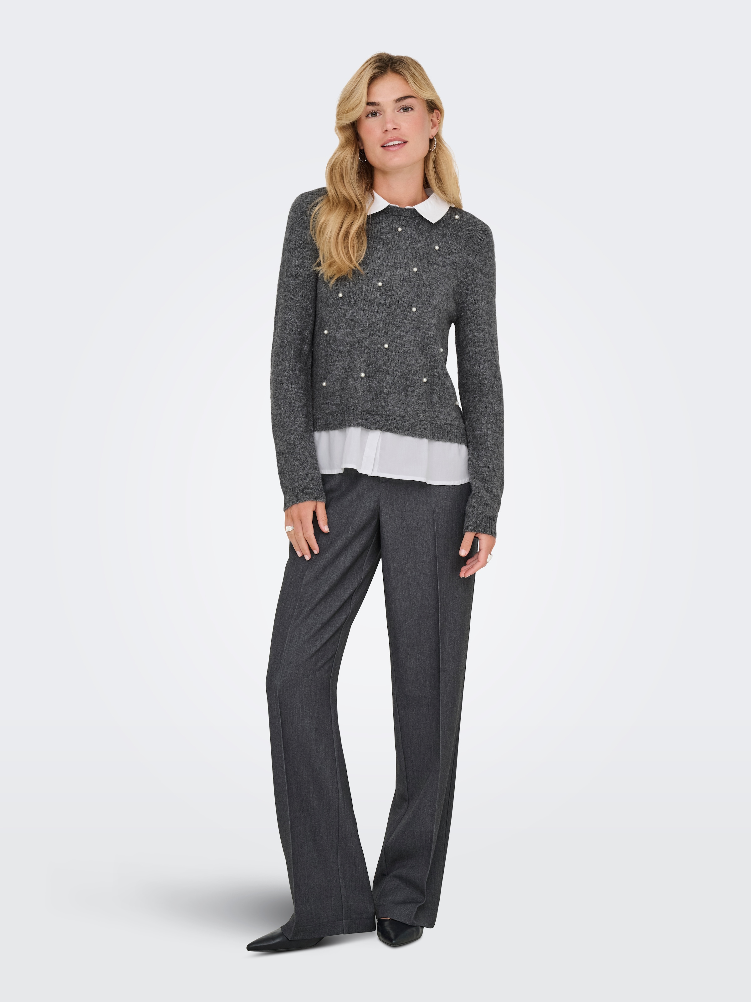 ONLY Strickpullover »ONLDOLLY LS WOVEN MIX PEARL PULL CC KNT«