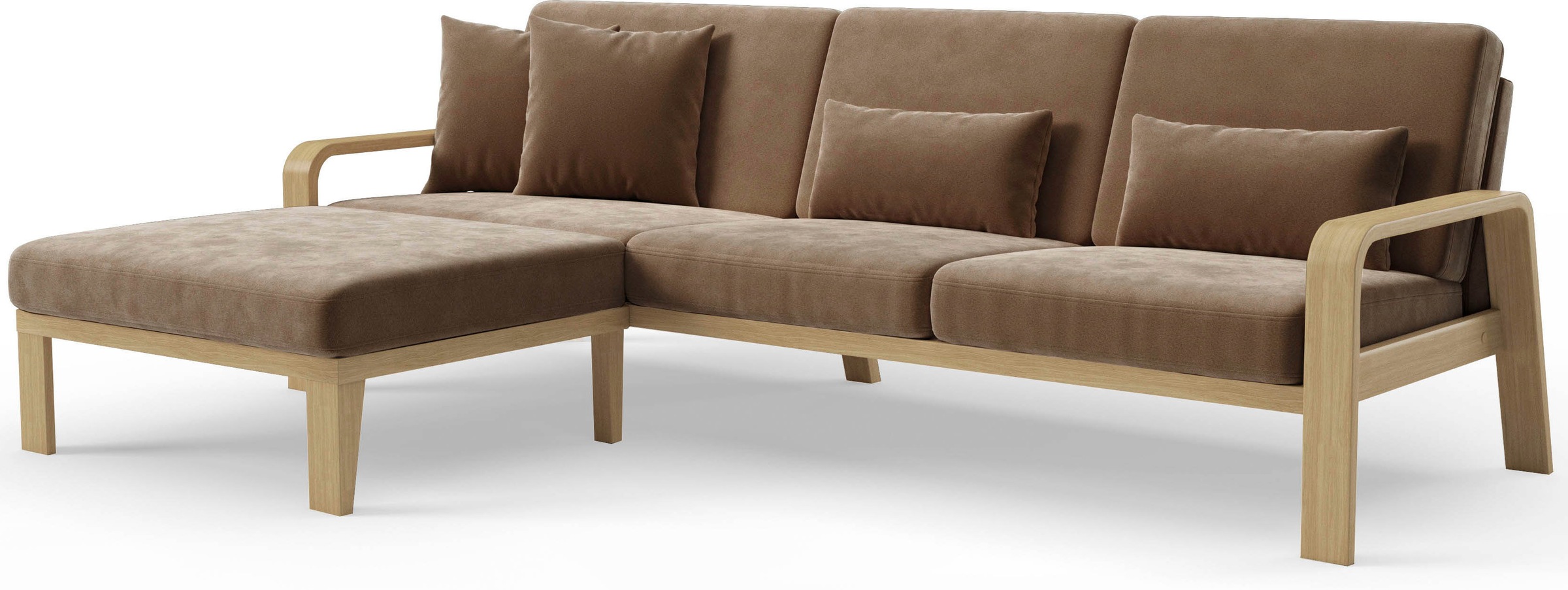 sit&more Ecksofa »Kolding L-Form«, Armlehnen aus Buchenholz in natur, verschiedene Bezüge und Farben