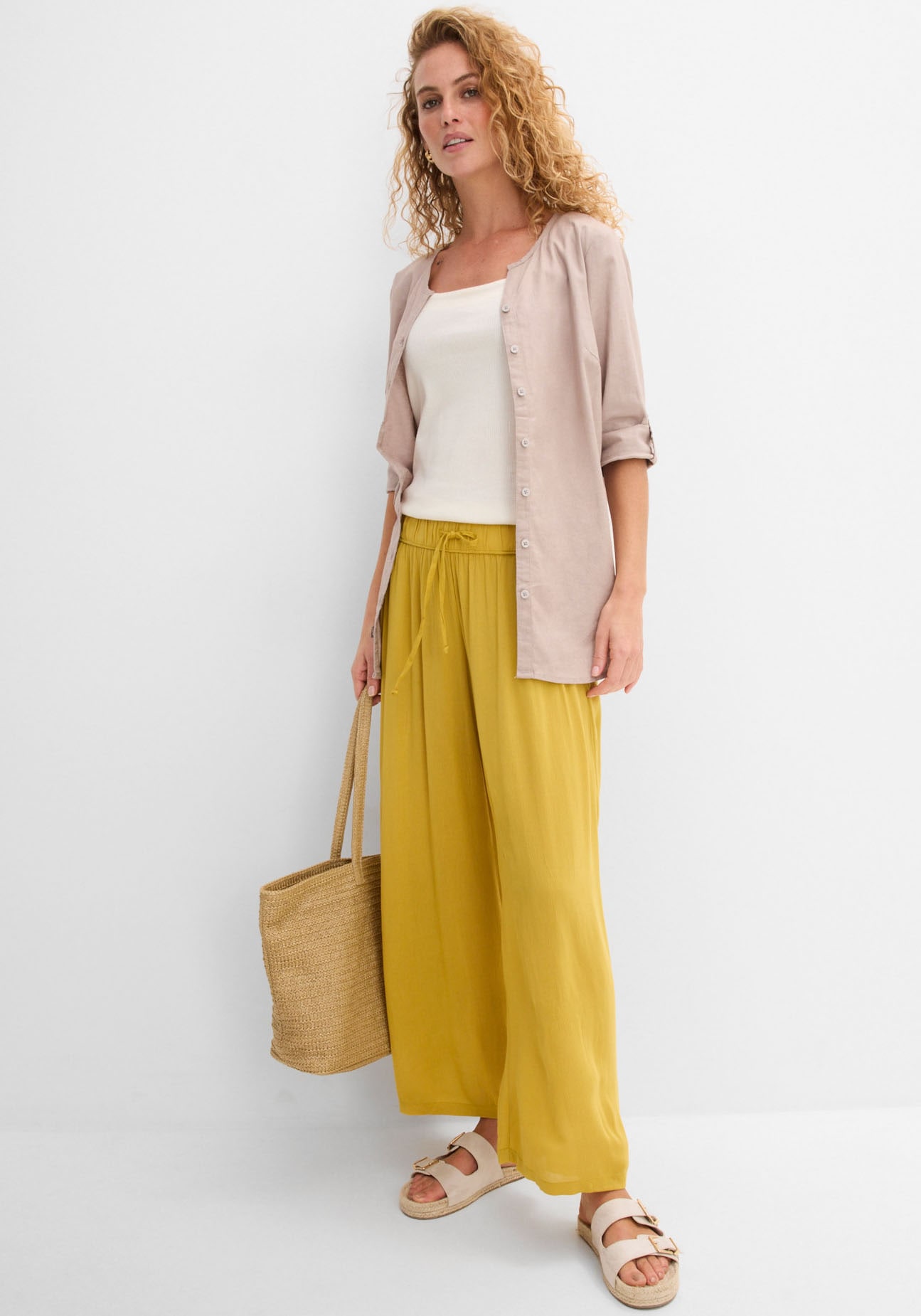 bonprix Marlene-Hose »Marlenehose aus fließender Viskose«  aus Viskose, lockere Passform, mit Bindeband, lässiger Stil