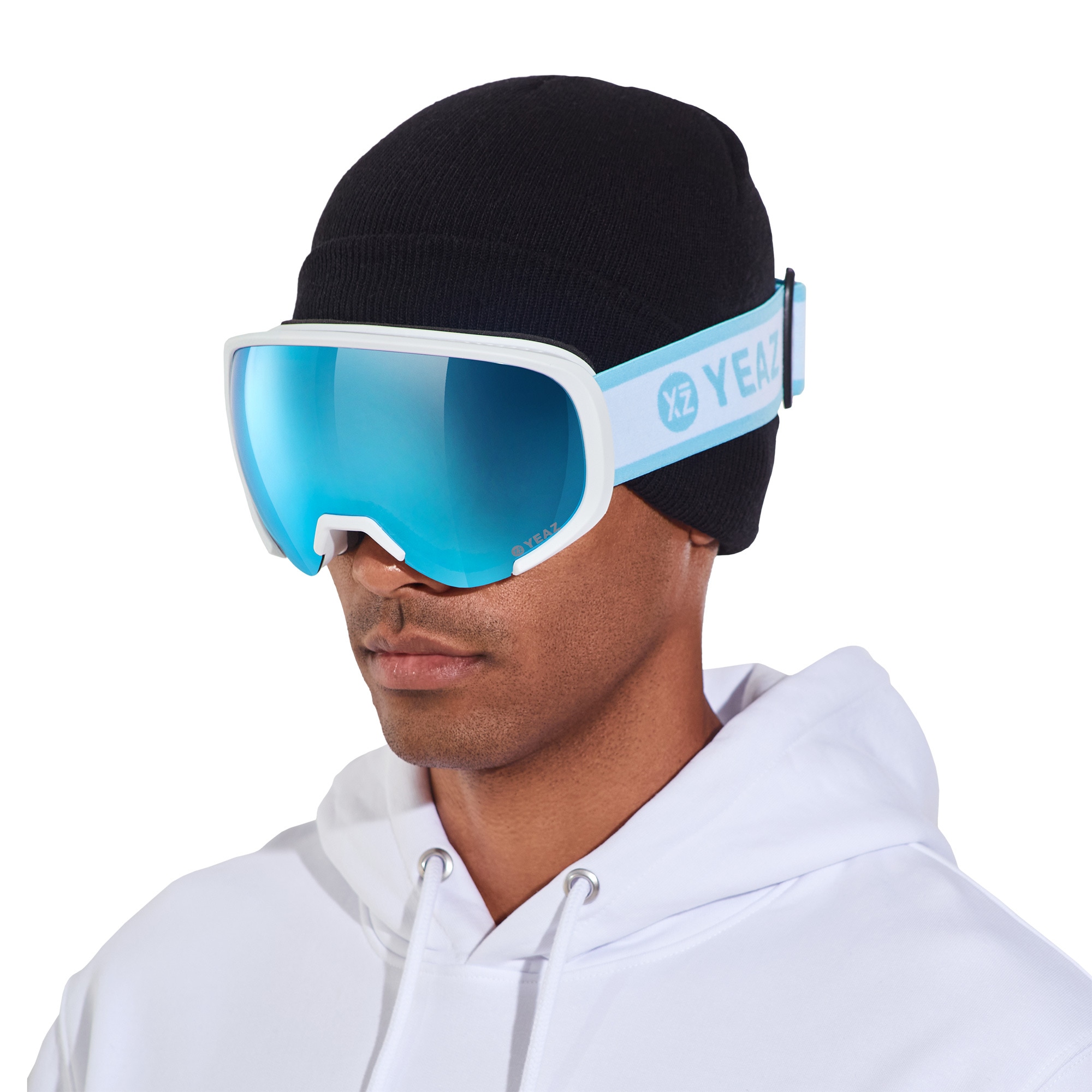 YEAZ Skibrille »Ski- und Snowboard-Brille hellblau/matt weiß BLACK RUN«