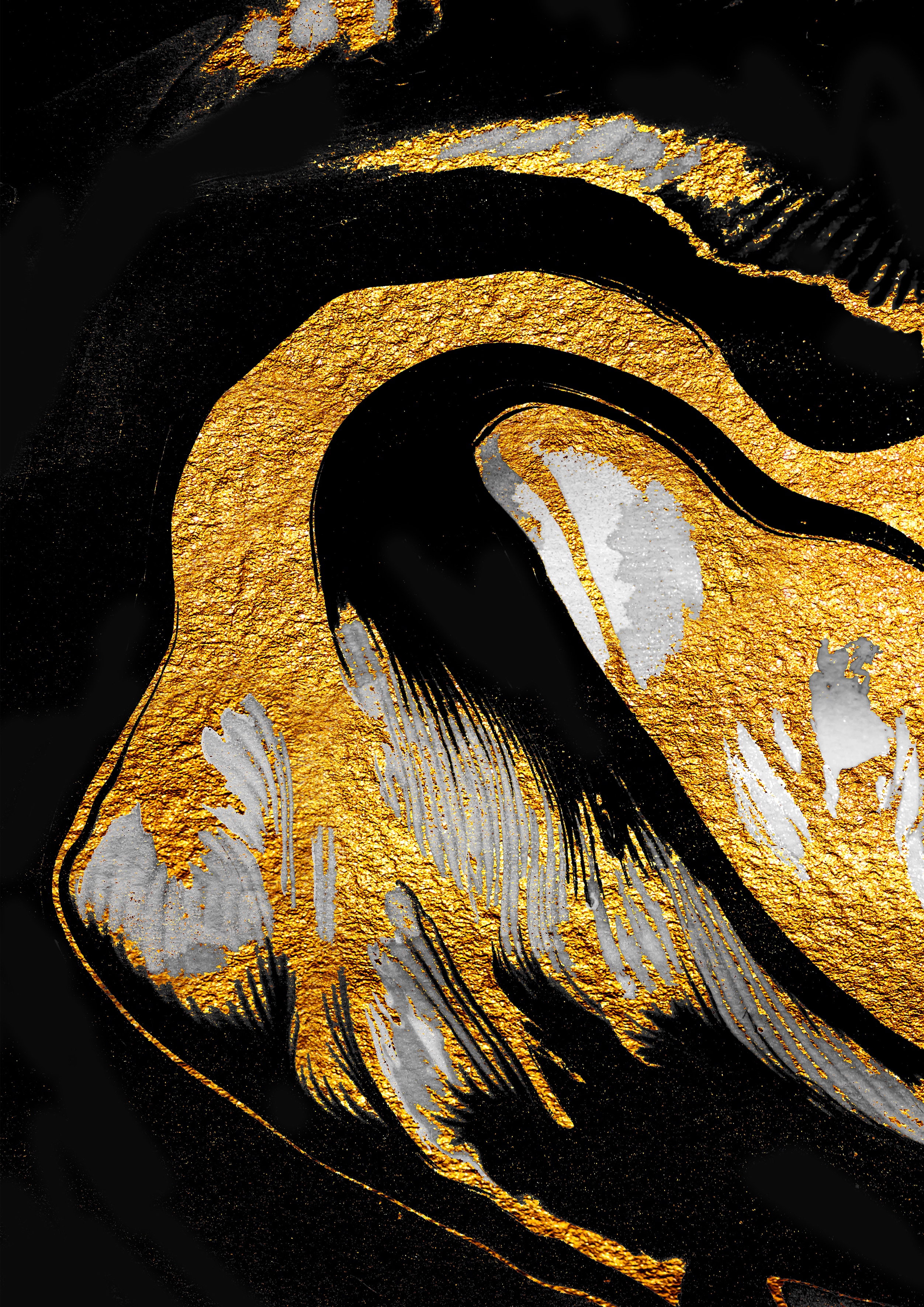 queence Acrylglasbild "Wandbild, Goldbild, Bild Abstrakte Kunst mit Blattgold veredelt" Abstrakte Fantasy Kunst Handveredelt mit Blattgold für eine edle und zeitlose Optik.