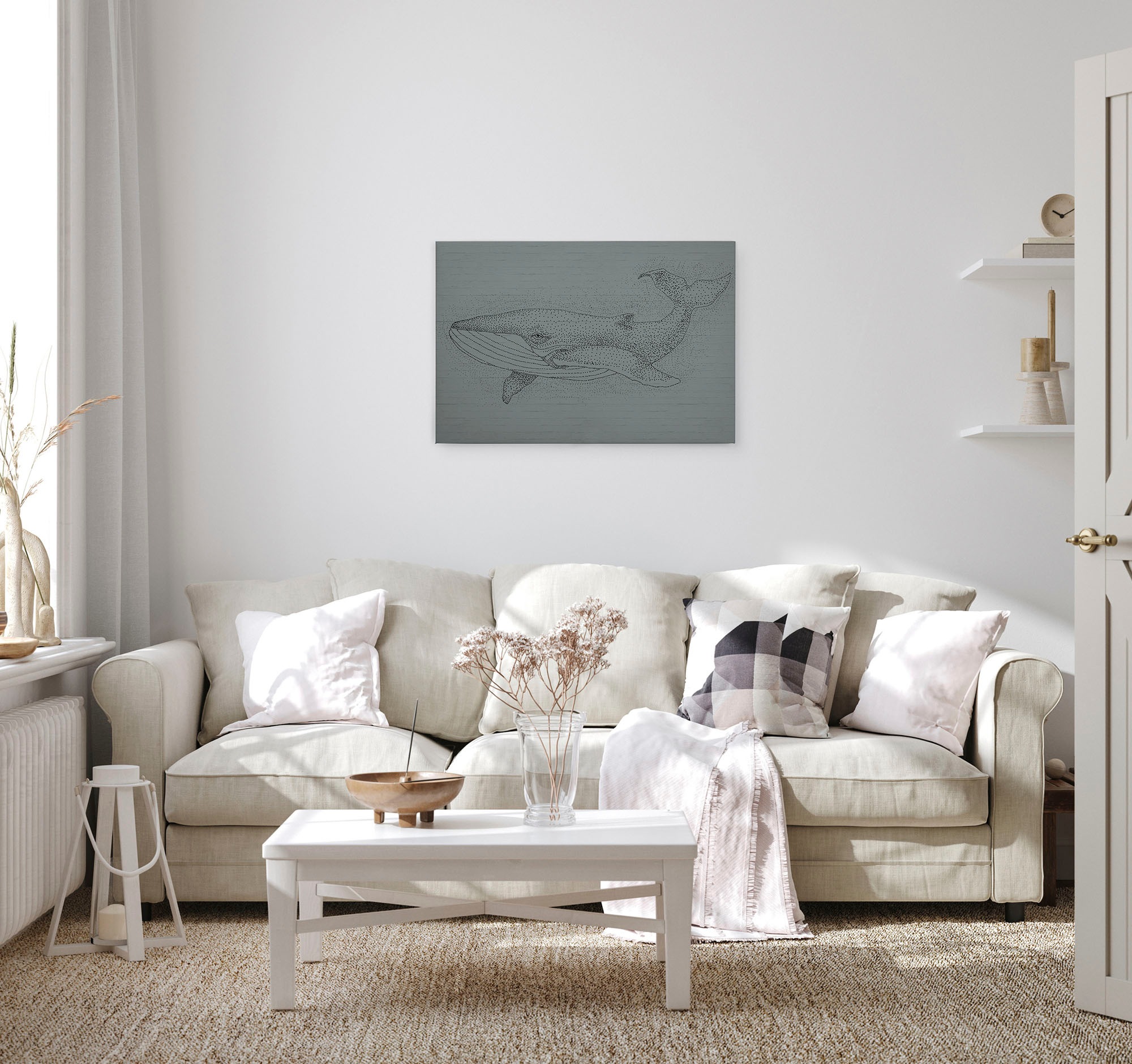 A.S. Création Leinwandbild »titan 3«, Kunst-Tiere-Kinder, (1 St.), Schwarz-Weiß Zeichnung Wal Keilrahmen Leinwand-Bild Wohnzimmer modern
