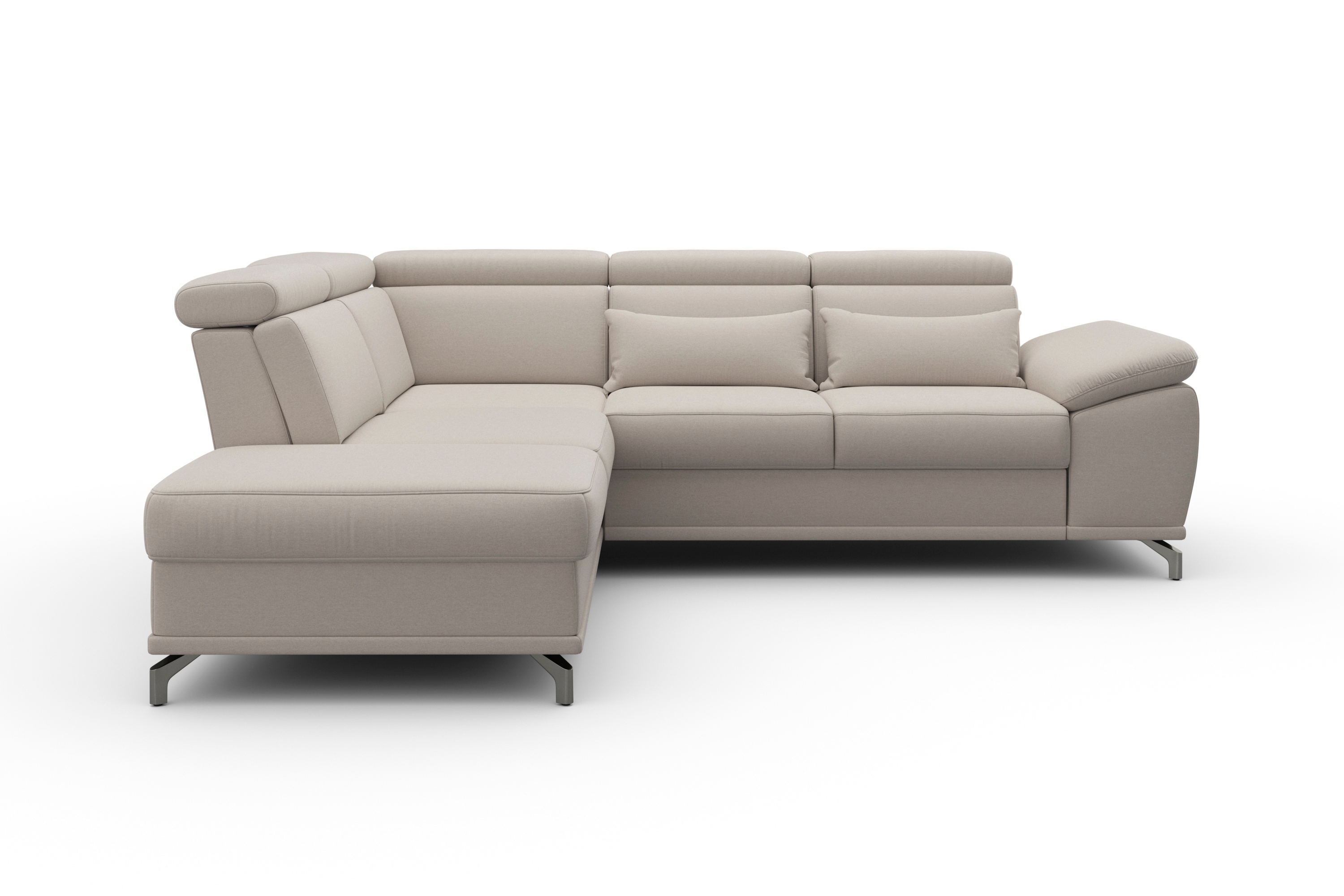 sit&more Ecksofa "Cabrio L-Form, B: 274 cm, mit Sitztiefen-, Arm- & Kopfteilverstellung" 3 Nierenkissen, Federkern, optional Schlaffunktion und Stauraum