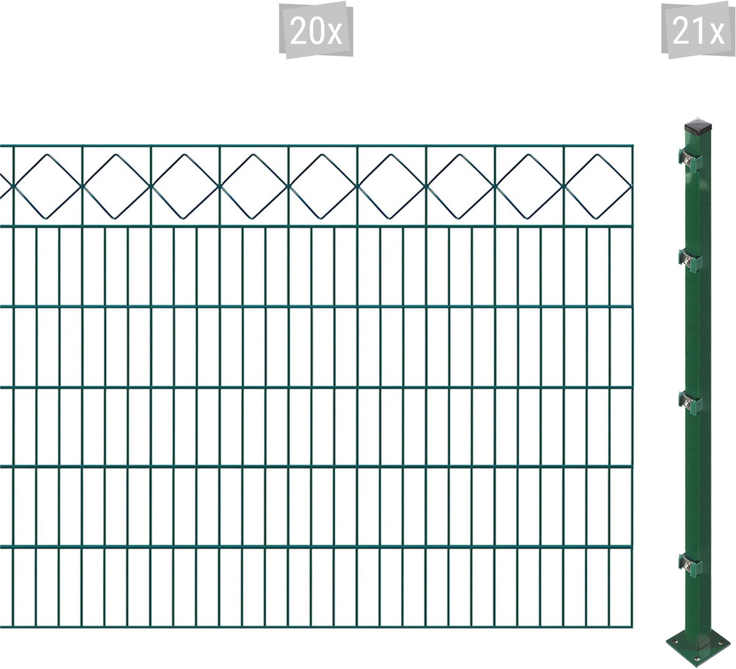 Arvotec Doppelstabmattenzaun "ESSENTIAL 120 zum Aufschrauben "Karo" mit Zierleiste", Zaunhöhe 120 cm, Zaunlänge 2 - 60 m