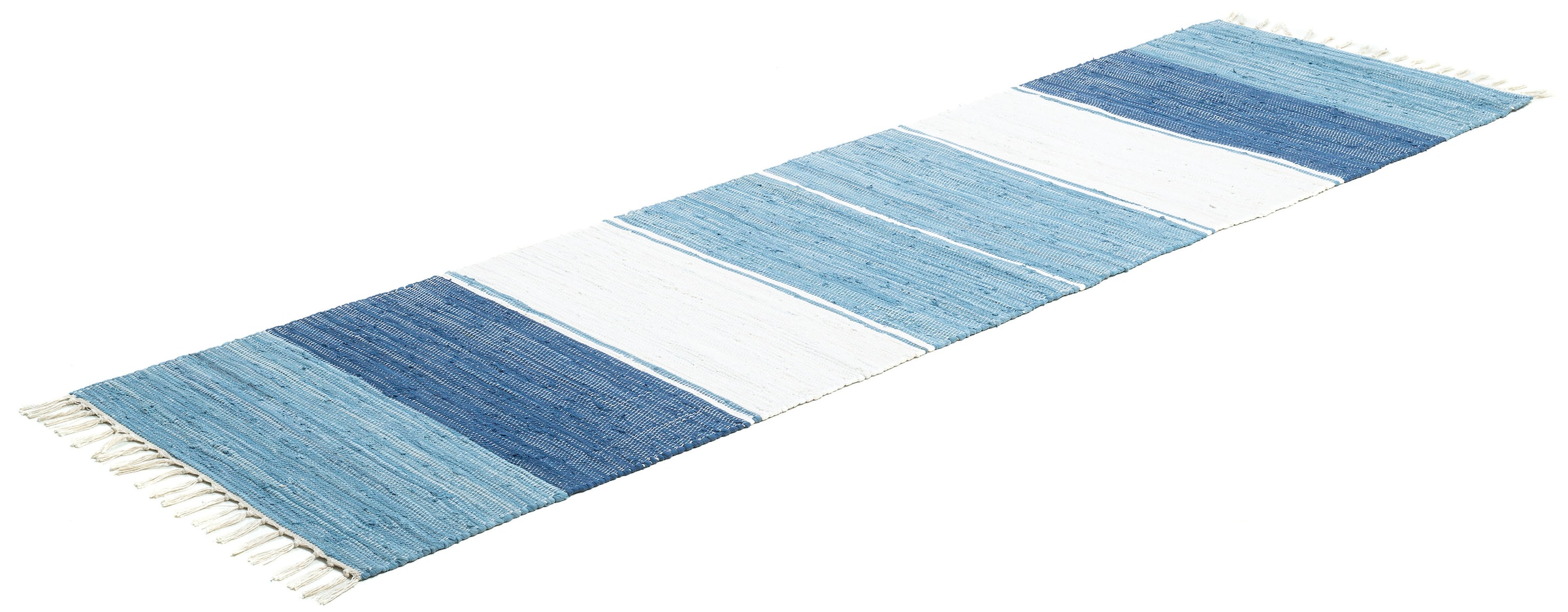 Handweb BAUR Baumwolle, Läufer »Stripe mit reine rechteckig, Flachgewebe, handgewebt, | THEKO Fransen Cotton«,