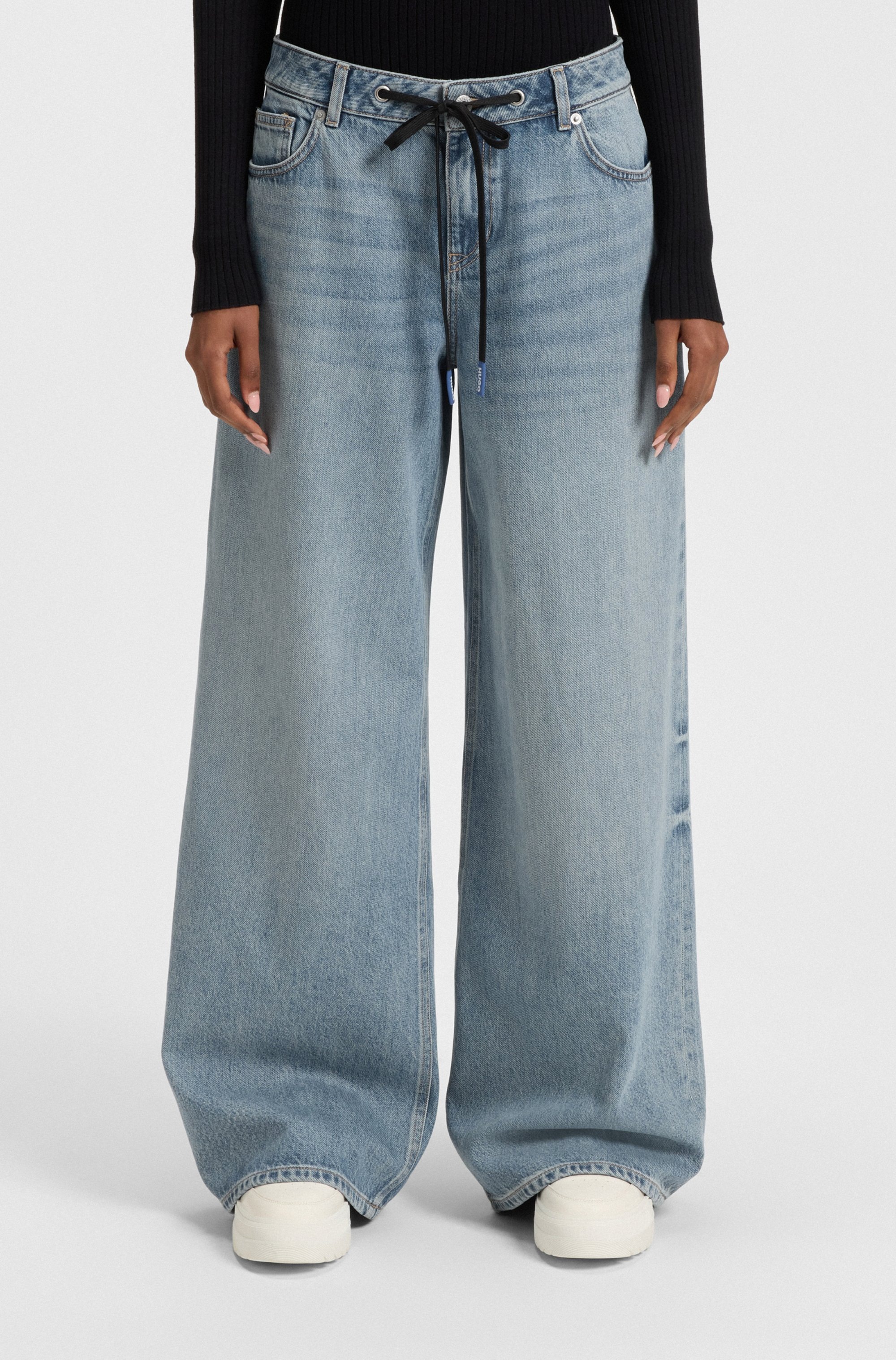 HUGO Blue Weite Jeans "Gobana", Baggy Jeans mit Kordelzug zum Binden günstig online kaufen
