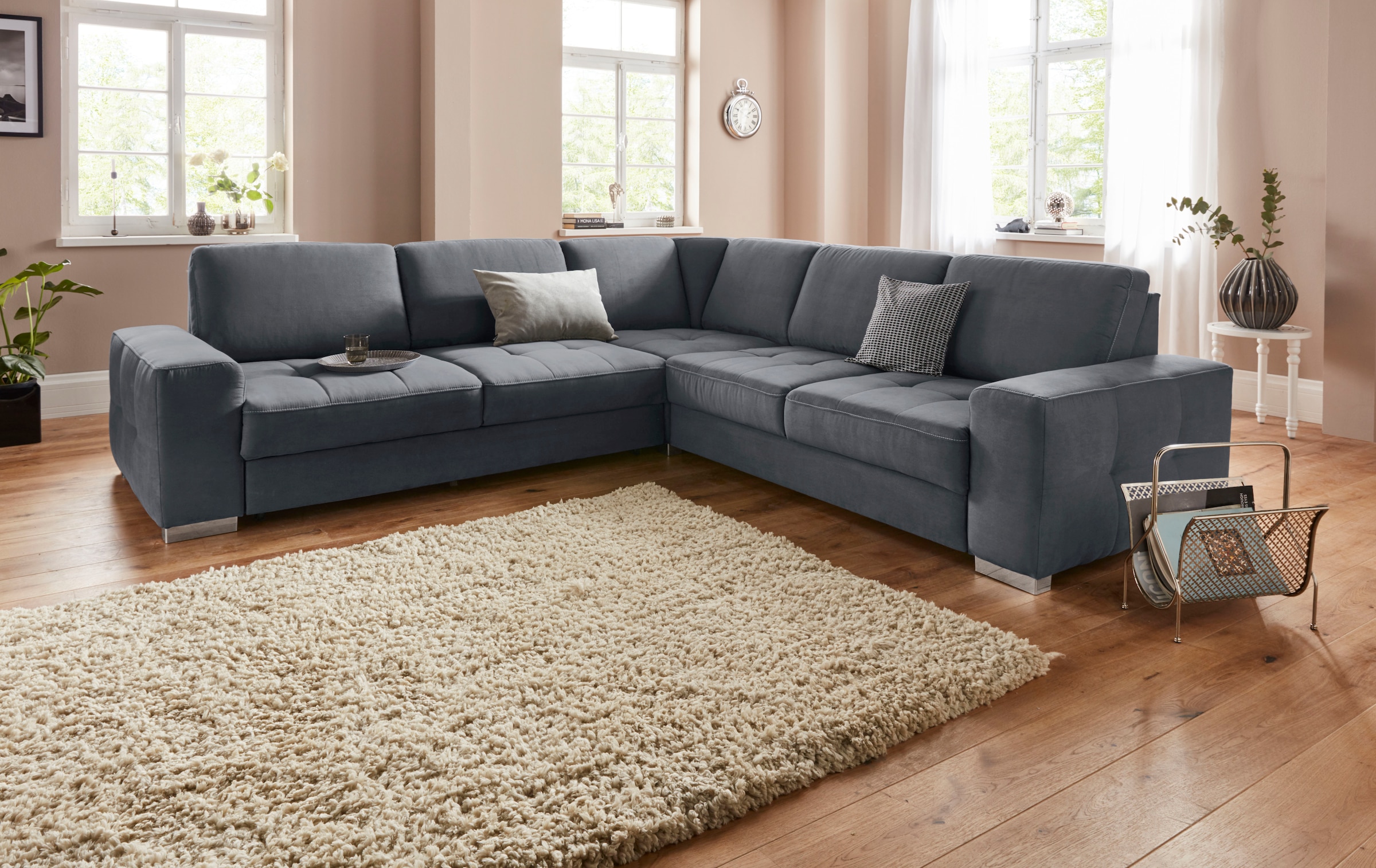 sit&more Ecksofa »Santorini L-Form«, mit Federkern und Sitztiefenverstellung, wahlweise mit Bettfunktion