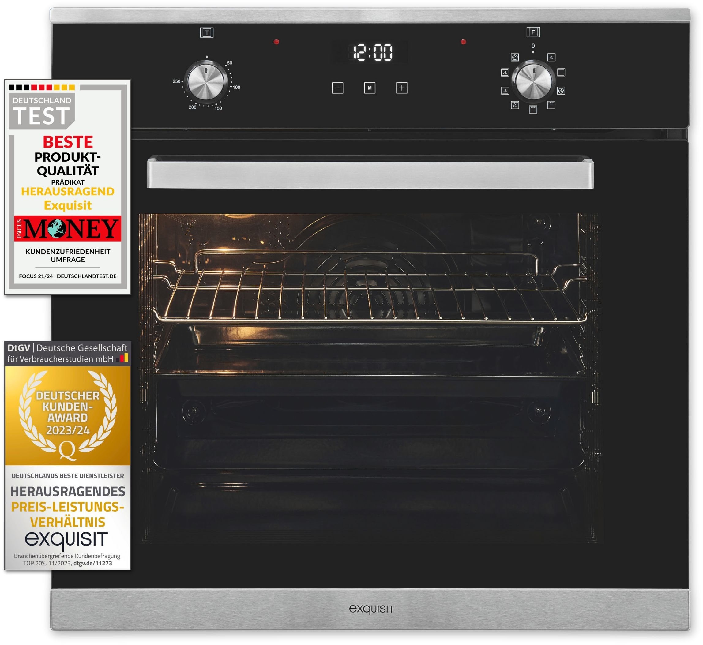 exquisit Backofen "EBE76-9-H-020 inox" mit 1-fach-Teleskopauszug Pizzafunkt günstig online kaufen
