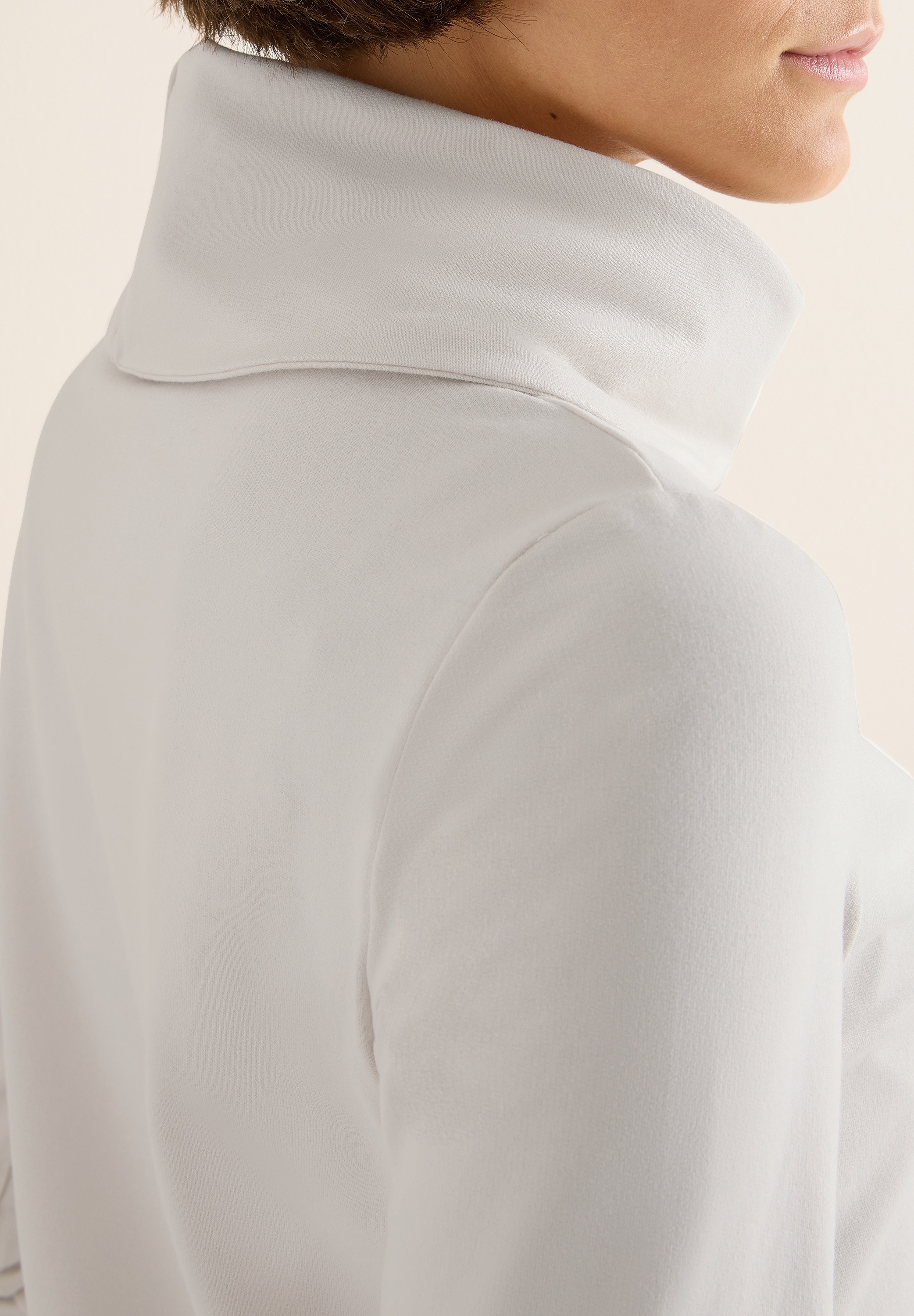 3/4-Arm-Shirt CECIL, Damen, Gr. L (42), light greige, Jersey, Obermaterial: 63% Modal, 35% Baumwolle, 2% Elasthan, unifarben, lässig geschnitten, Rundhals, Shirts 3/4-Arm-Shirt, mit großem Kragen 3