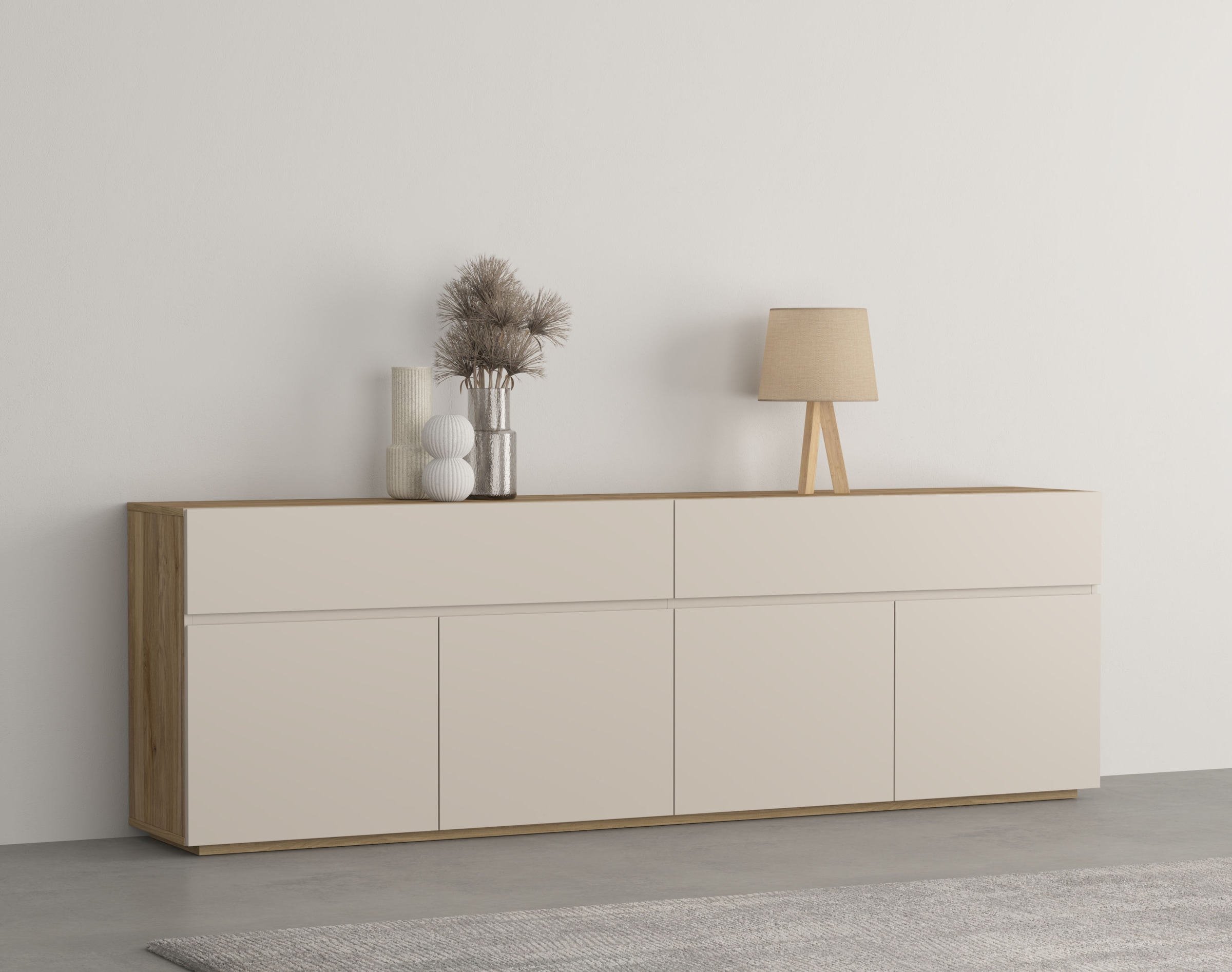 OTTO home Sideboard "Criss, Breite 200 cm moderne grifflose Kommode 4Türen/ günstig online kaufen