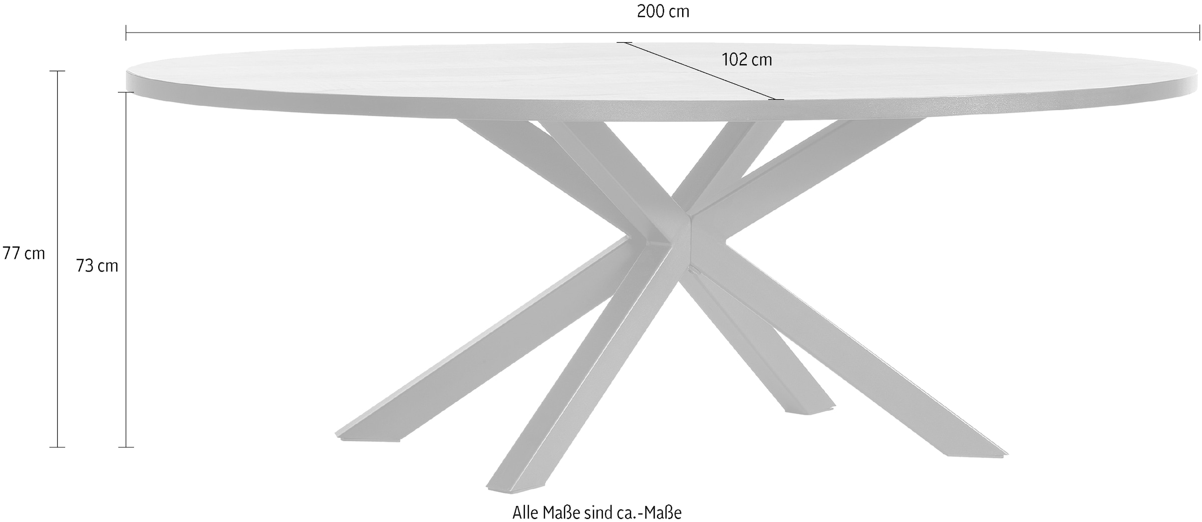 OMG Design Esstisch »Scarlet«, moderne Bootsform (oval), Breite 200 cm