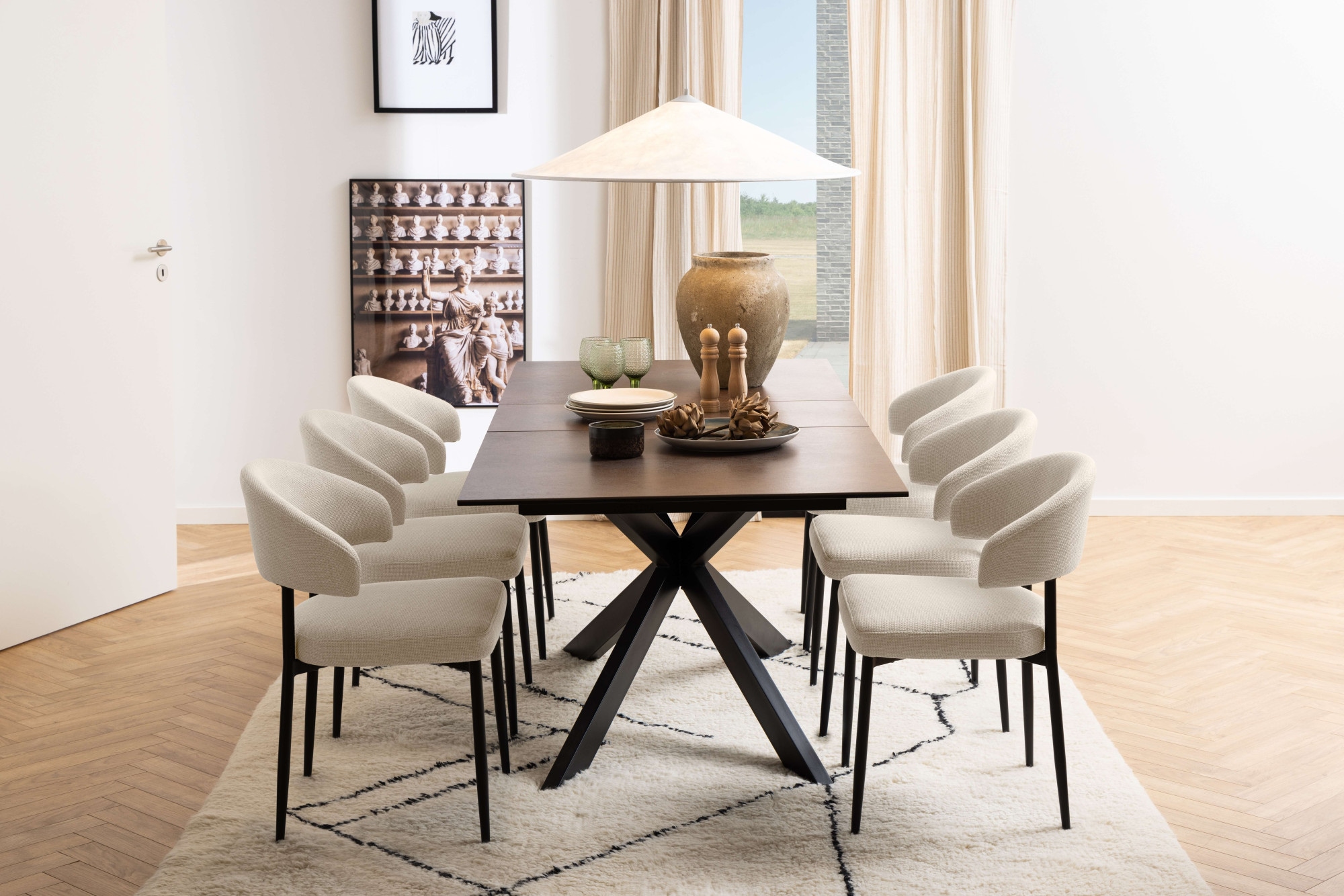 ACTONA GROUP Esszimmerstuhl »Edina Stuhl, Wohnzimmerstuhl«, Luxus-Microfaser, Stoff, schwarze Stahlbeine, 2er-Set