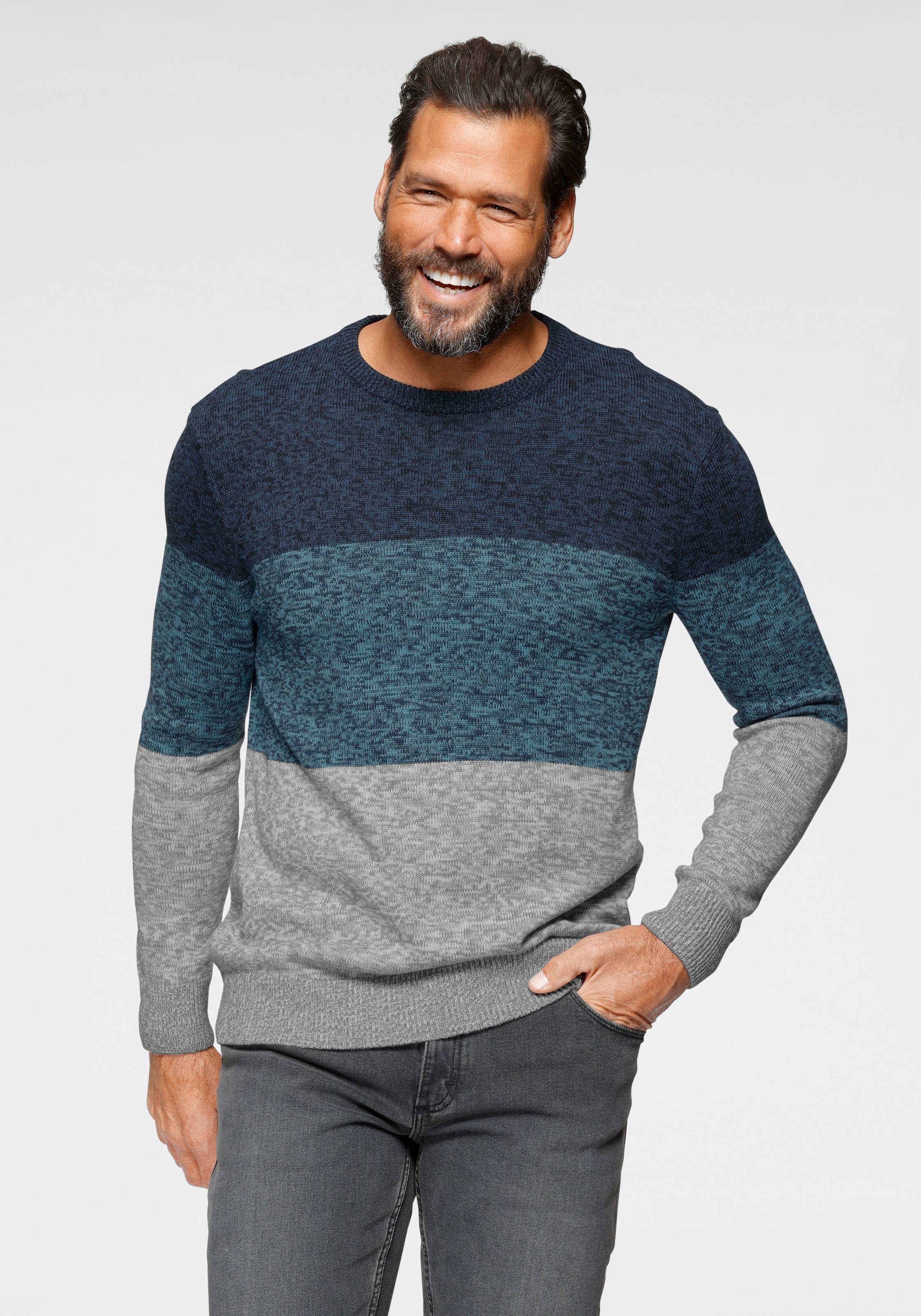 Mans World Rundhalspullover "Bis Größe 5 XL, in vielen Farben Preis- Leistungsbestseller" mehrfarbig, bequeme Paßform